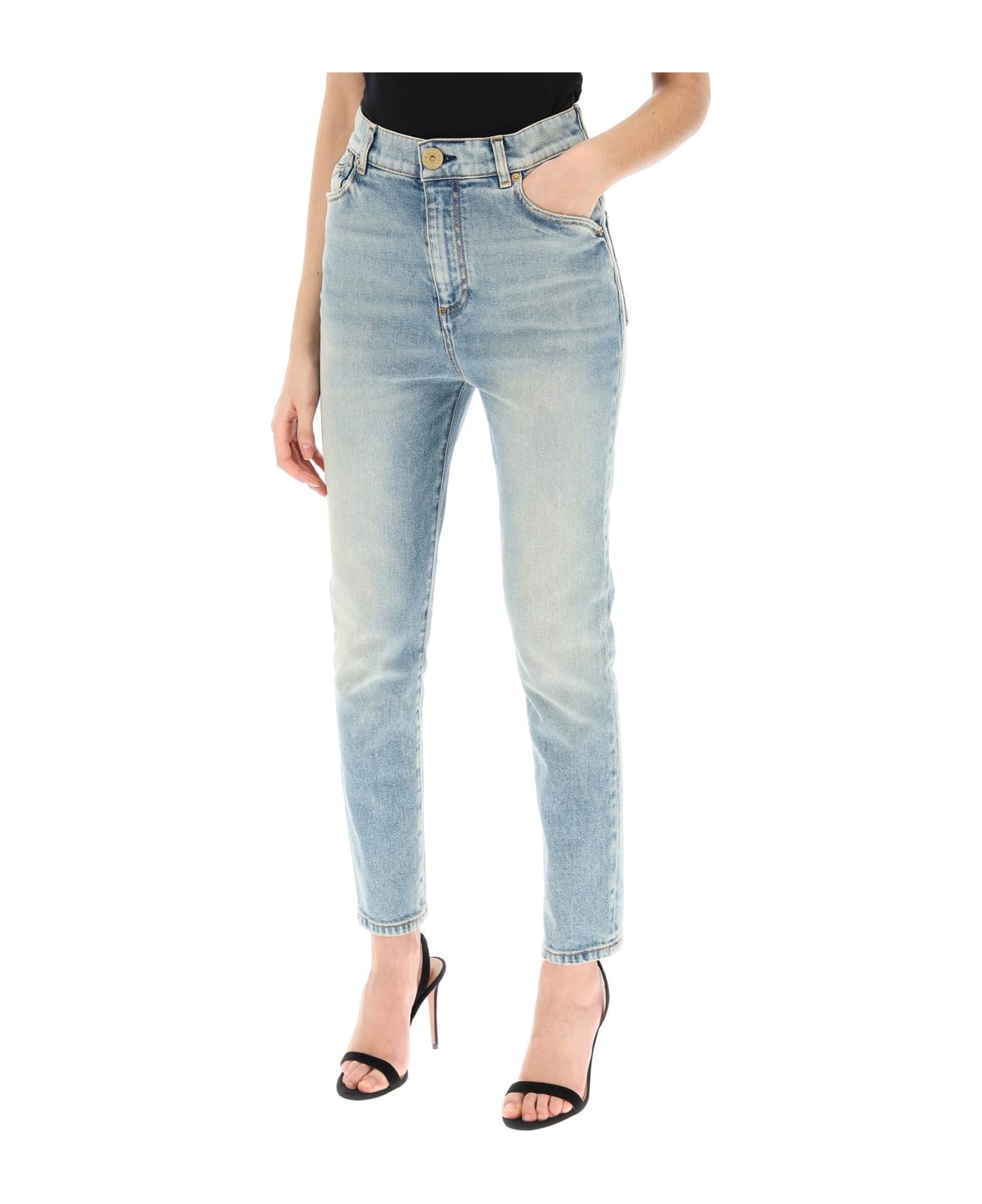 Balmain High-waisted Slim Jeans - BLEU JEAN (Light blue)