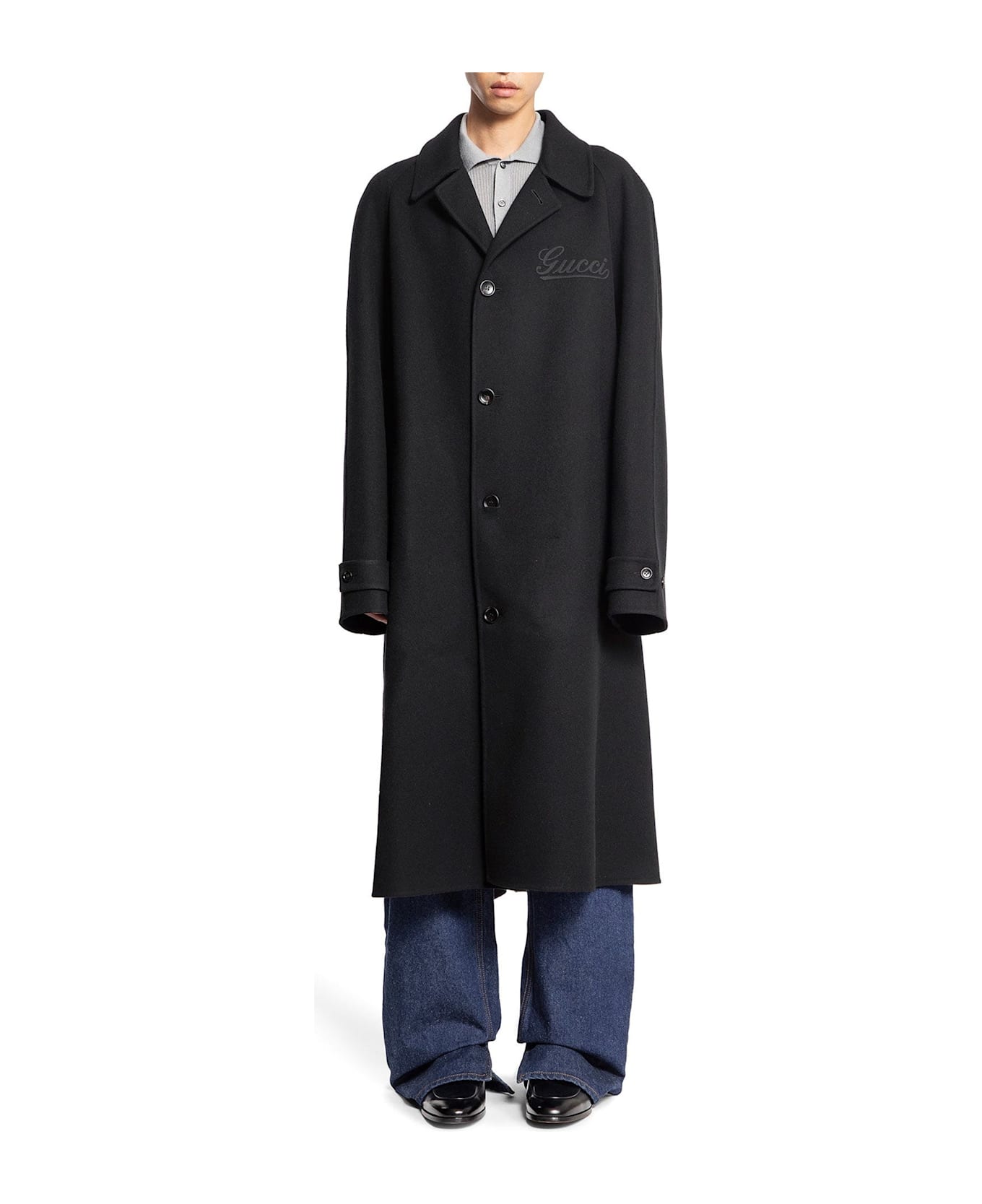 Gucci Wool Long Coat - Black