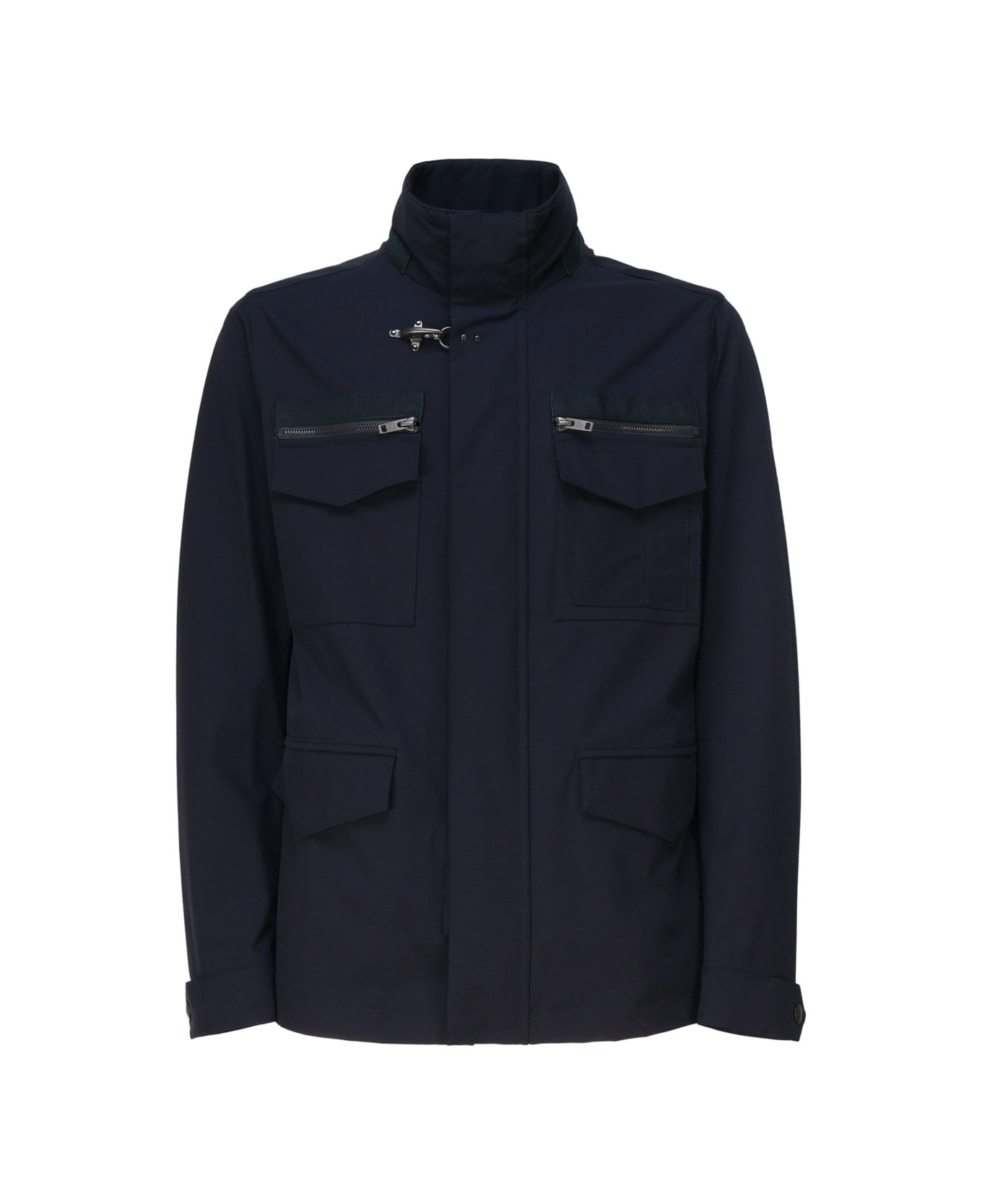 Fay Field Jacket In Technical Fabric - Blu navy