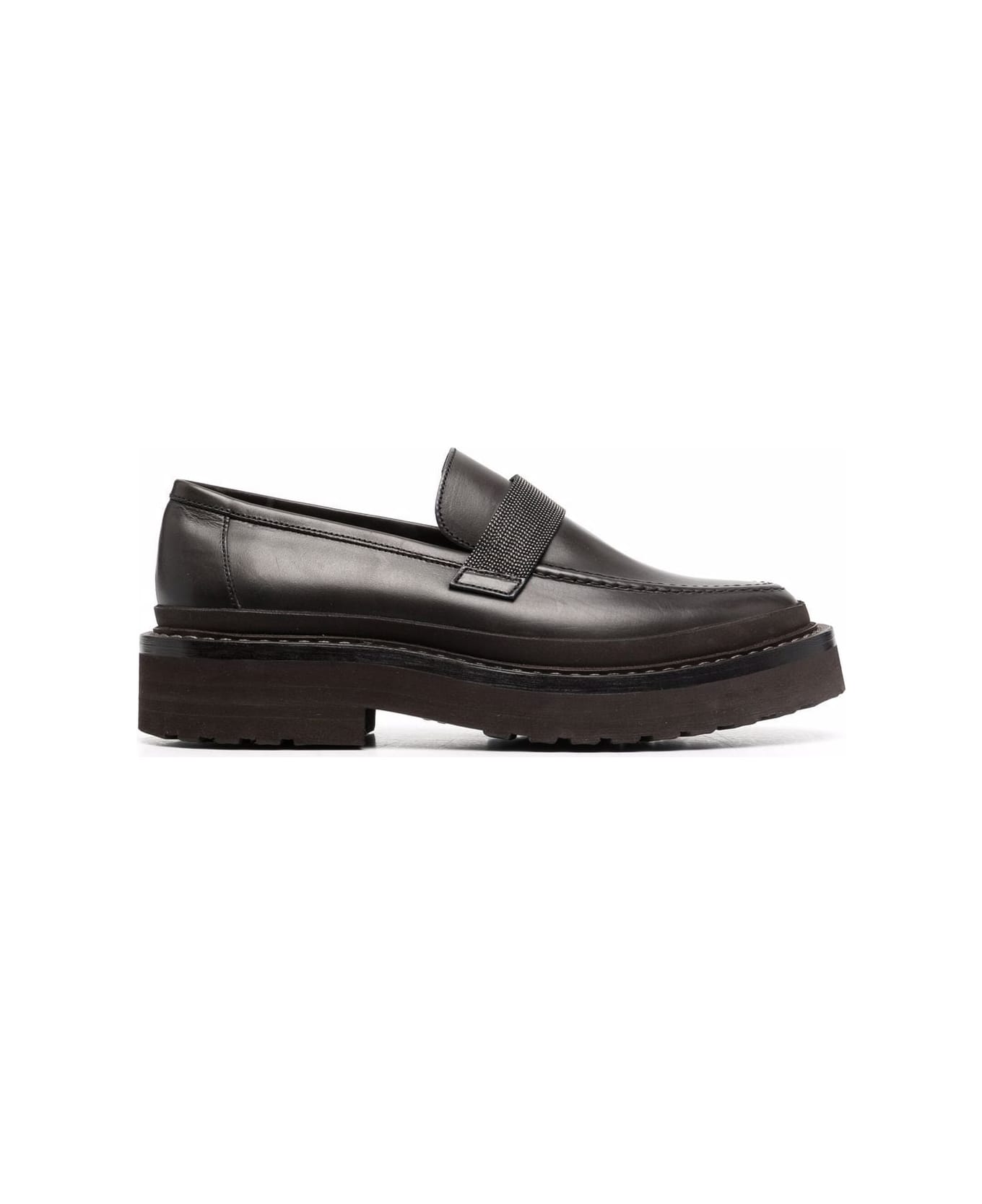 Brunello Cucinelli Crossover Strap Detail Loafers - Black