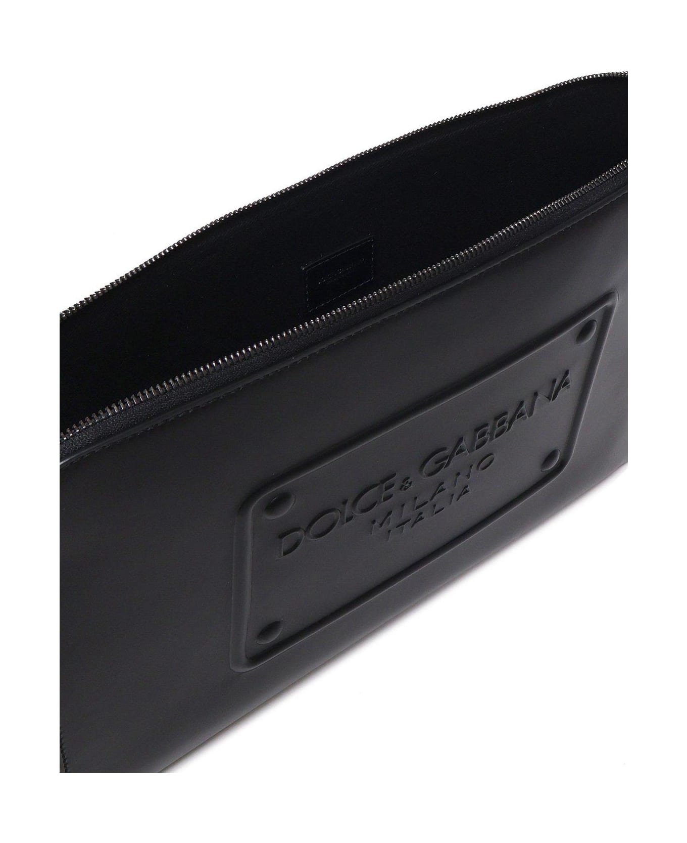 Dolce & Gabbana Milano Logo Embossed Large Pouch - Black バッグ