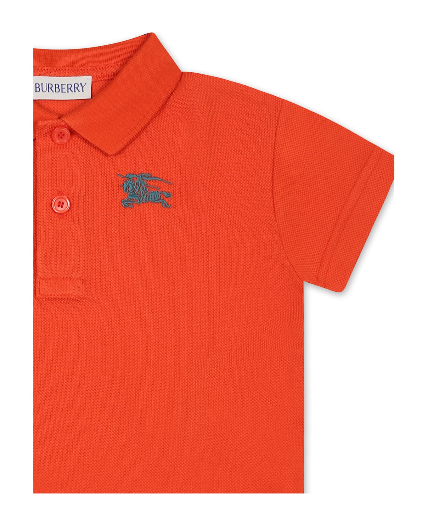 Burberry Orange Polo Shirt For Baby Boy With Equestrian Knight - Orange