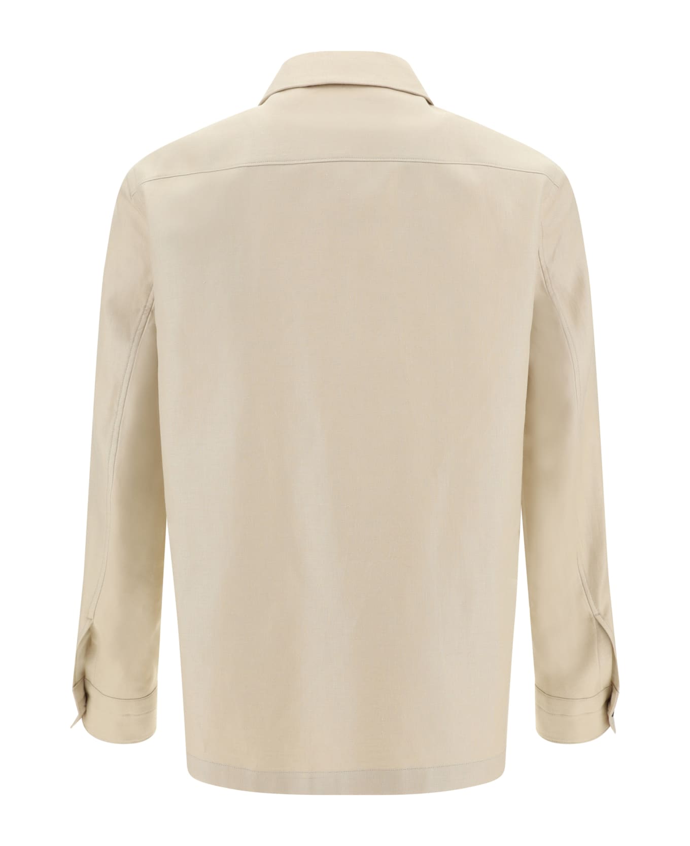 Zegna Shirt - Ljusbeige sweatshirt i bomull med hög krage