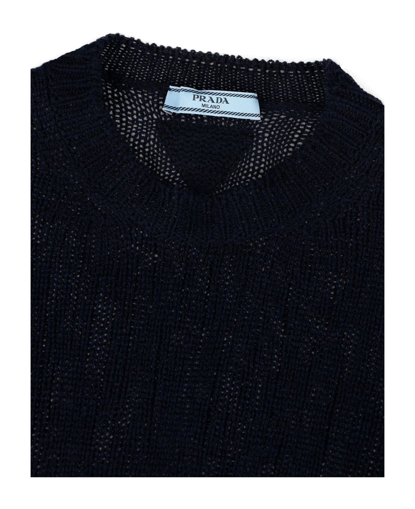 Prada Crewneck Knitted Jumper - Bleu