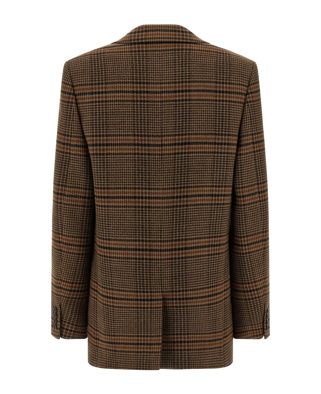 Saint Laurent Prince Of Wales Wool Blazer - BROWN