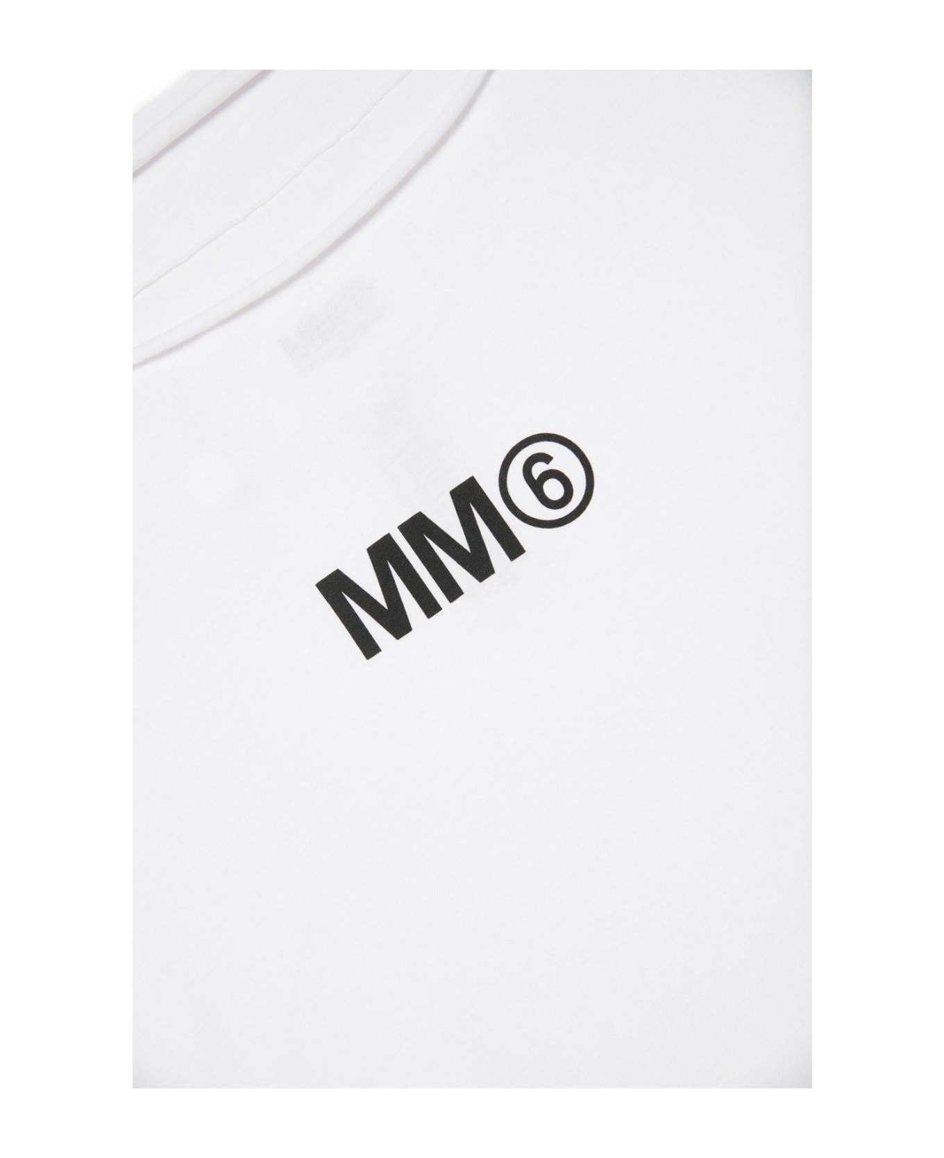 MM6 Maison Margiela Logo Printed Rolled Trim Tank Top - White