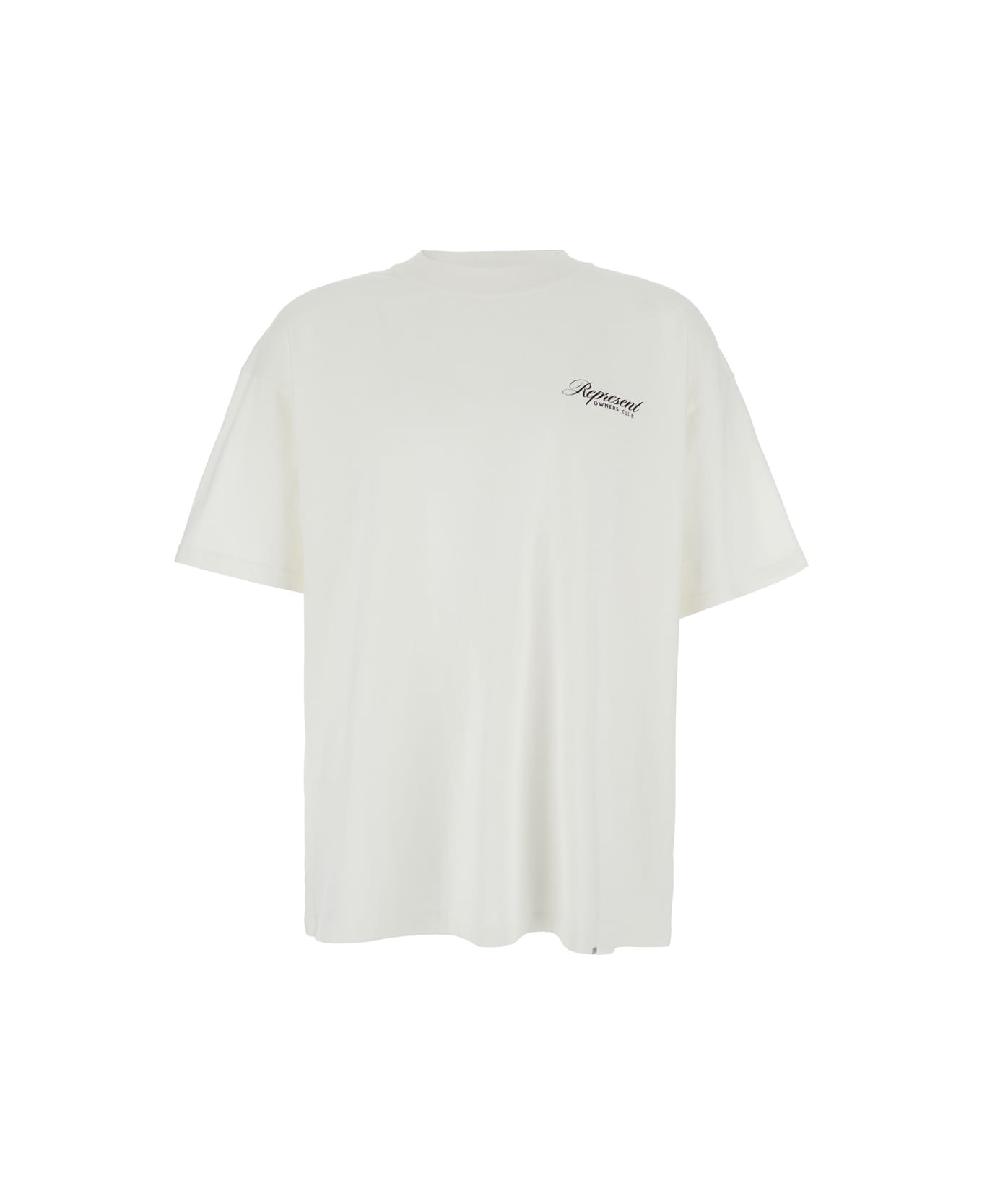 REPRESENT White Crewneck T-shirt With With Front And Back Owners Club Print In Cotton Man - White