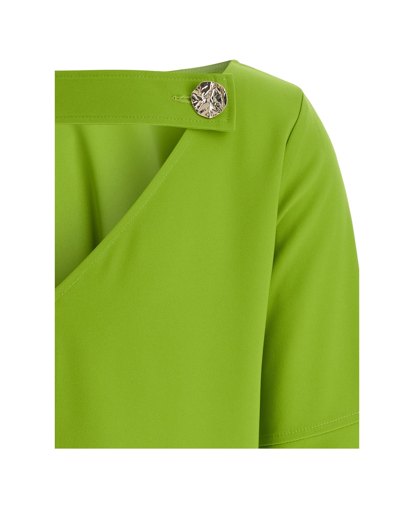 Liu-Jo Lime Green Bell-sleeve Mini Dress In Crepe Fabric Woman - Green