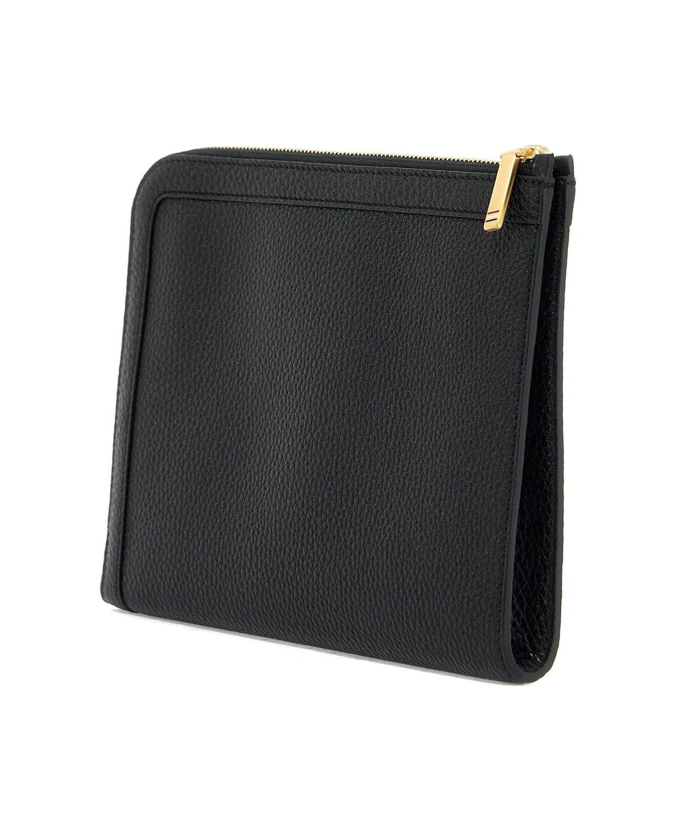 Thom Browne Logo Stamp Zipped Pouch - BLACK