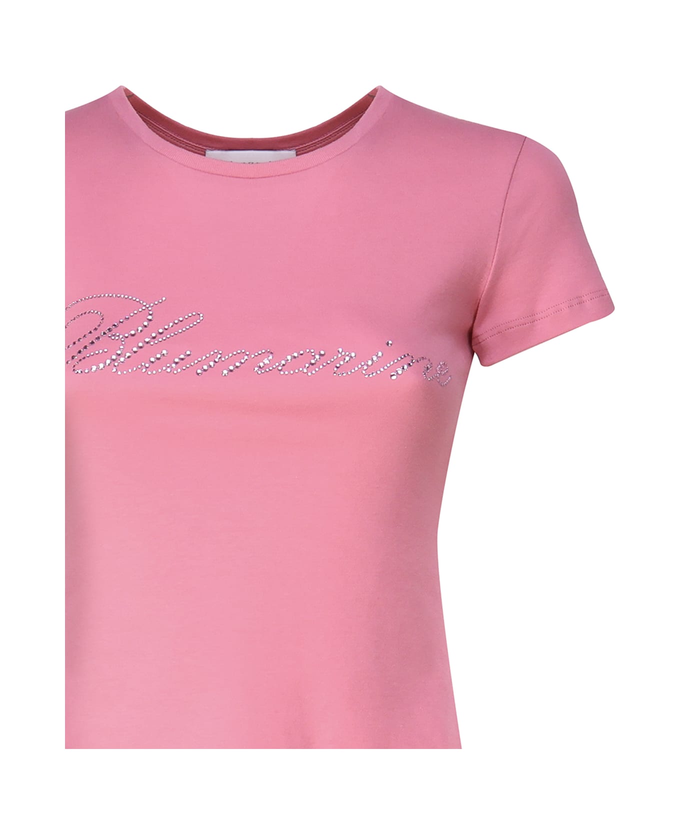 Blumarine T-shirt With Studs And Rhinestone Embroidery - Pink
