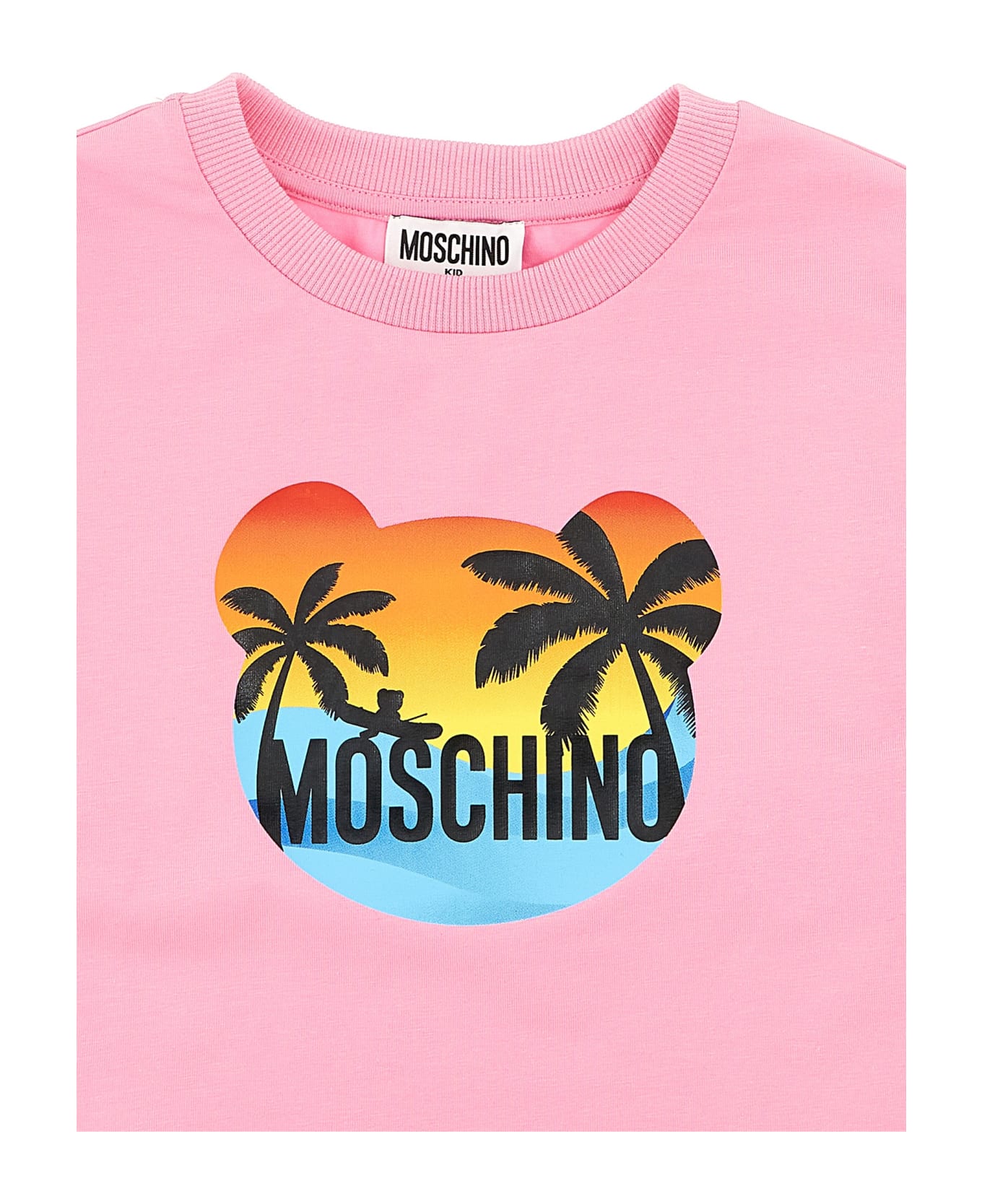 Moschino Logo Print Cropped T-shirt - Pink