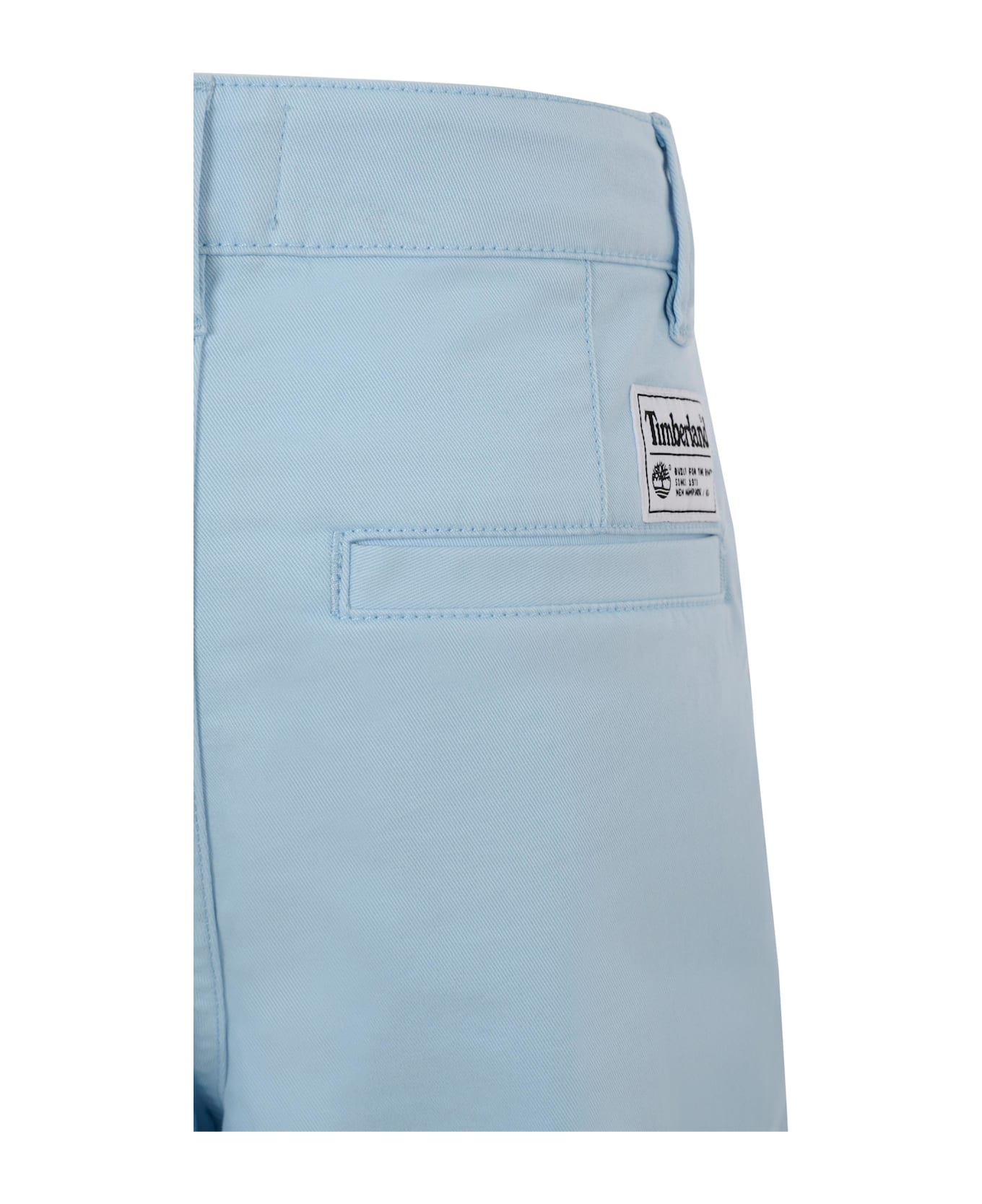 Timberland Light Blue Shorts For Boy With Logo - Light Blue