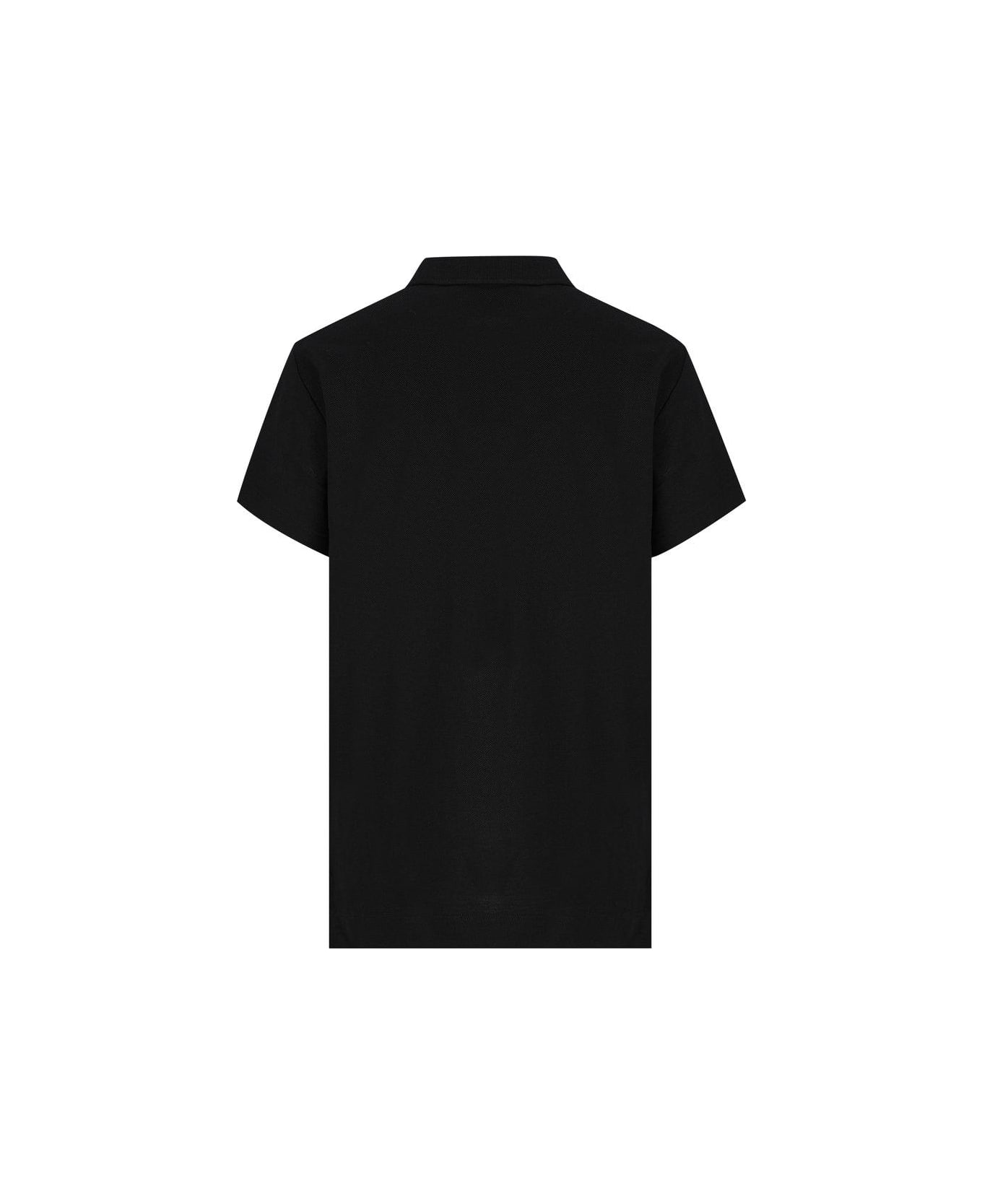 Burberry Logo Embroidered Short Sleeved Polo Shirt - Black