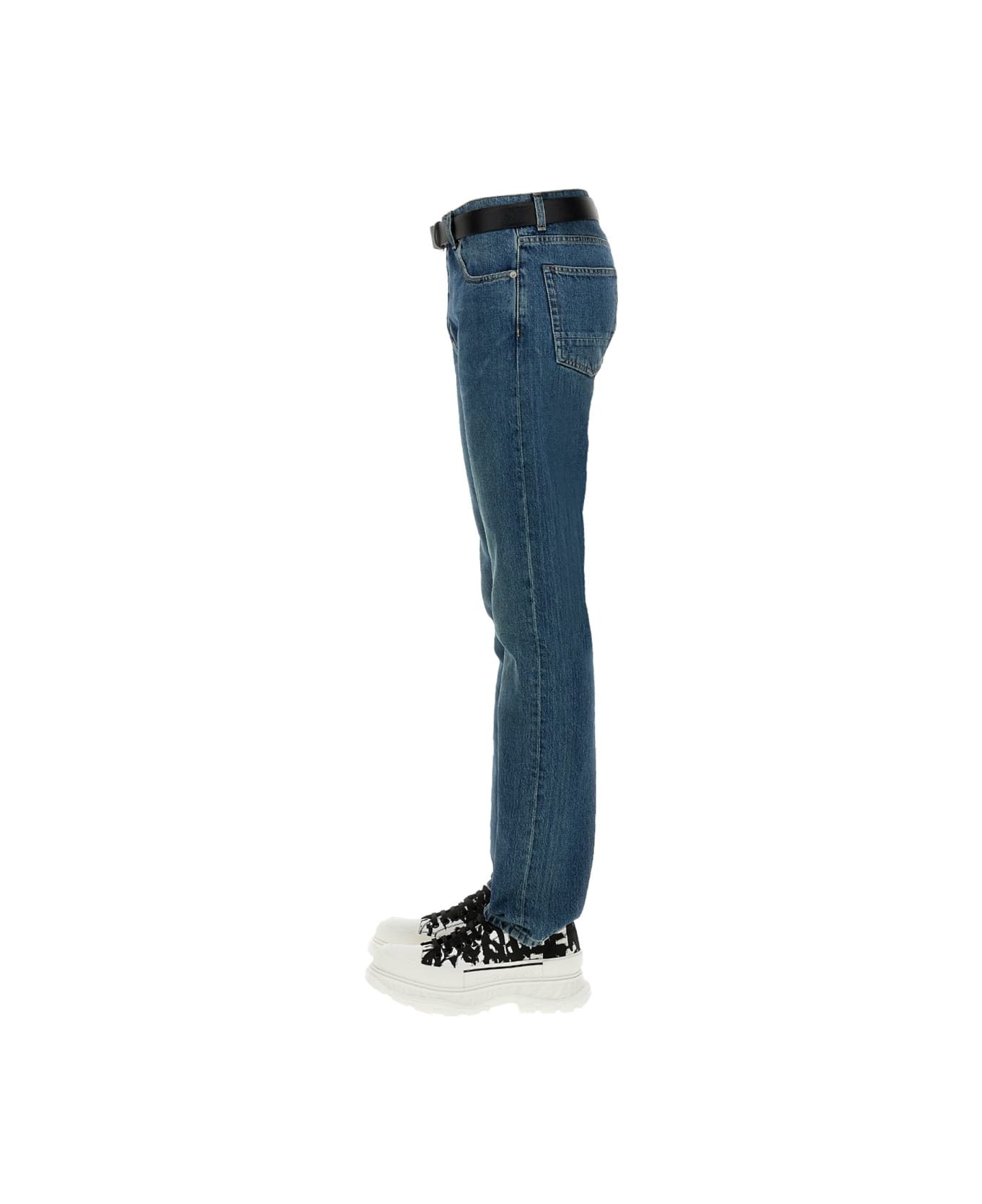 Alexander McQueen Jeans With Embroidered Logo - BLUE