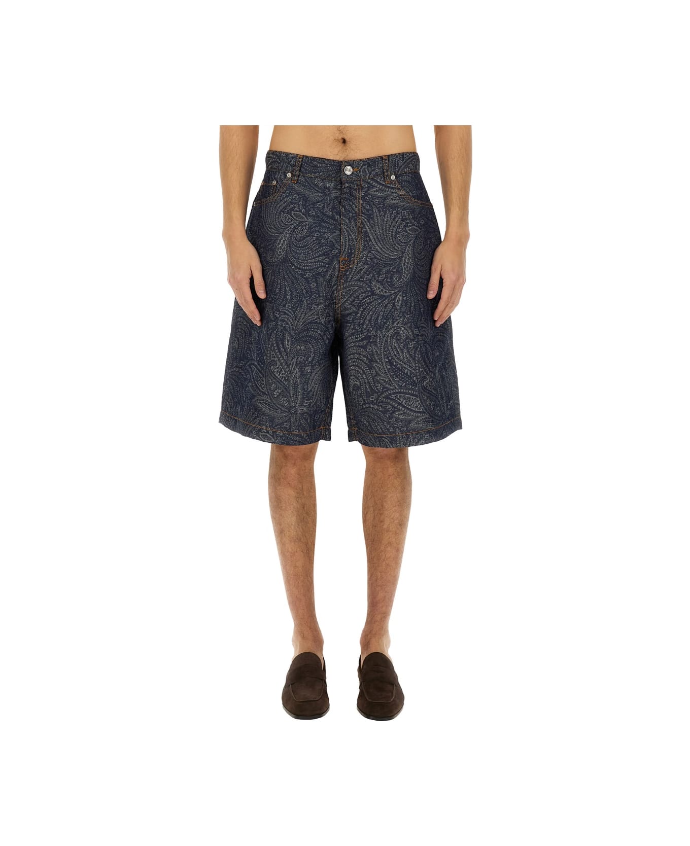 Etro Jacquard Denim Bermuda Shorts - DENIM