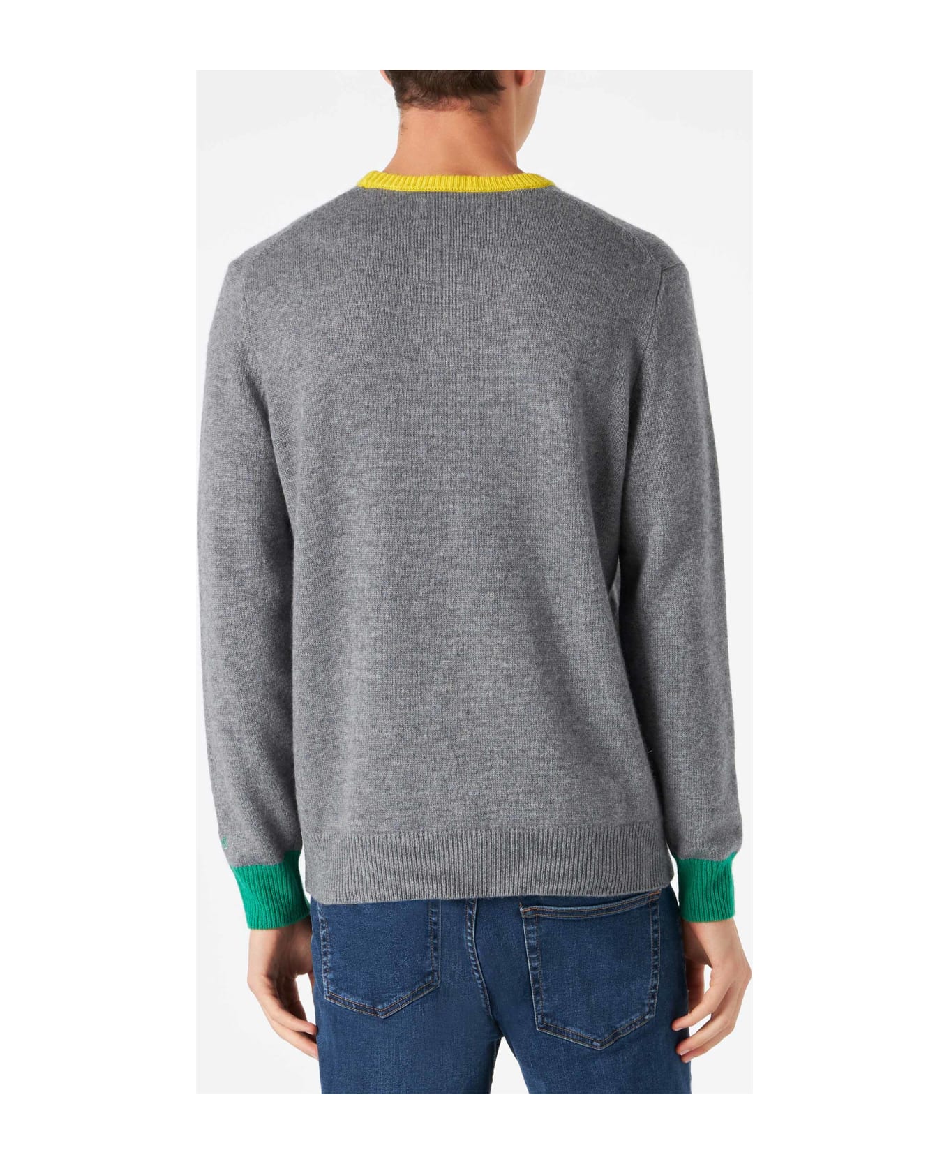 MC2 Saint Barth Man Grey Sweater With Daddy's Cool Embroidery - GREY
