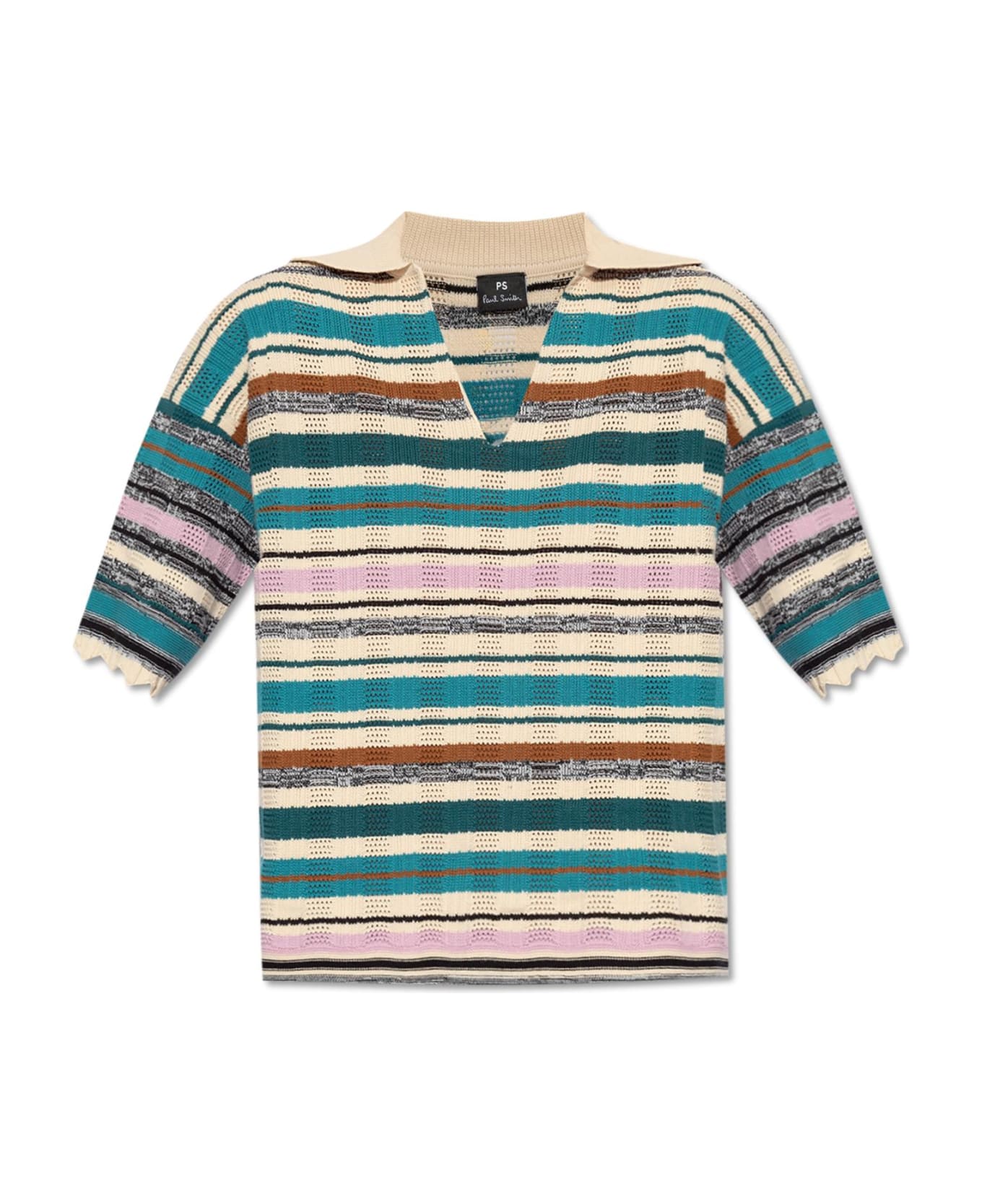 PS by Paul Smith Ps Paul Smith Ps Paul Smith Striped Pattern Polo - MultiColour