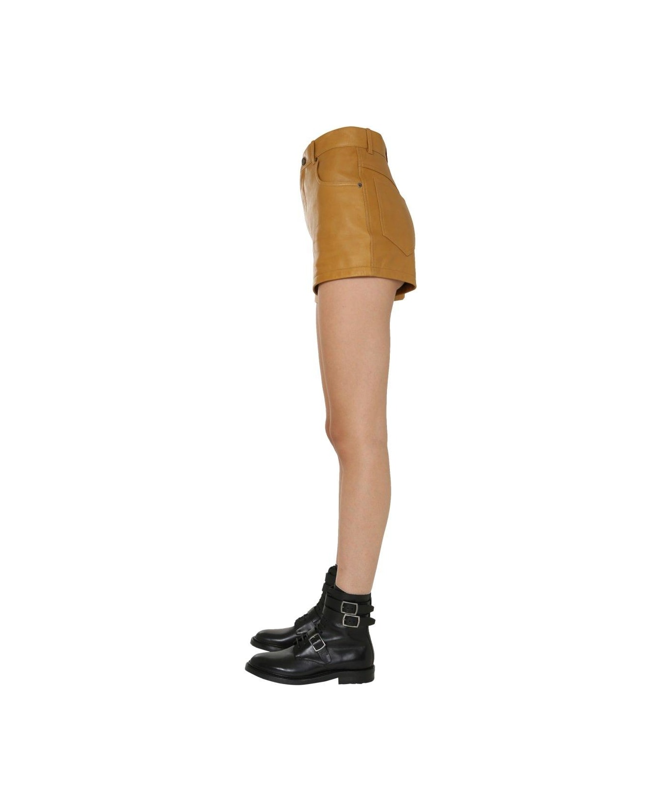 Saint Laurent High-waisted Leather Shorts - MULTICOLOUR