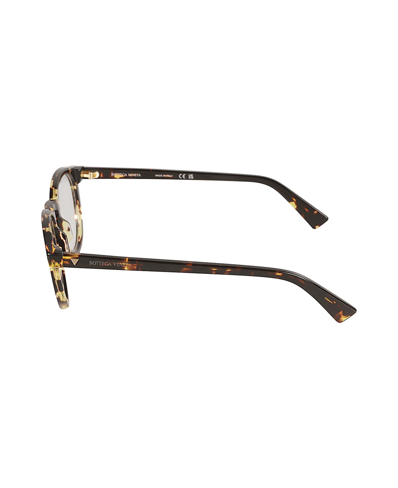 Bottega Veneta Eyewear Flame Effect Round Frame Glasses - Havana/Transparent