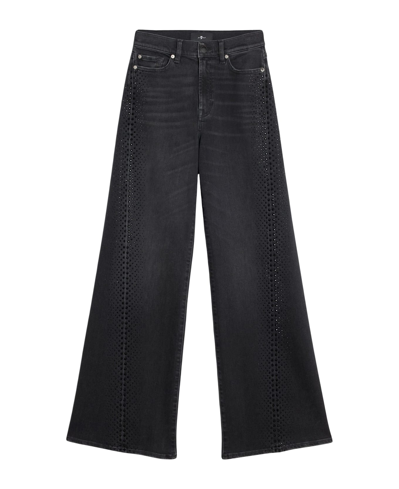 7 For All Mankind Twisted Lotta Bottomline With Crystals - Black