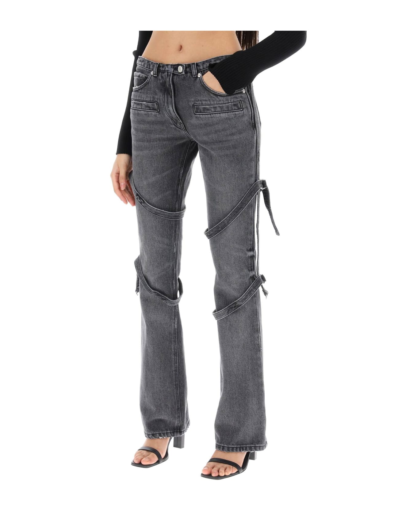 Courrèges Bootcut Jeans With Straps - STONEWAHSED GREY (Grey)