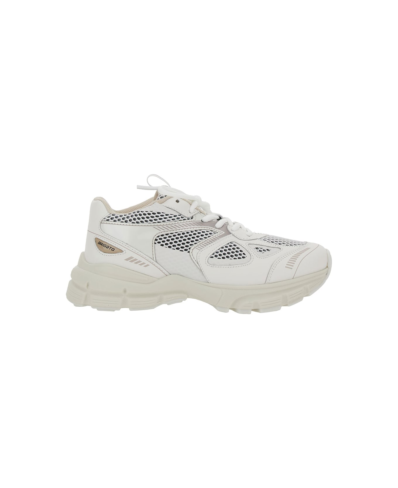 Axel Arigato 'marathon Runner' White Low Top Sneakers With Reflective Details In Leather Blend Woman - White