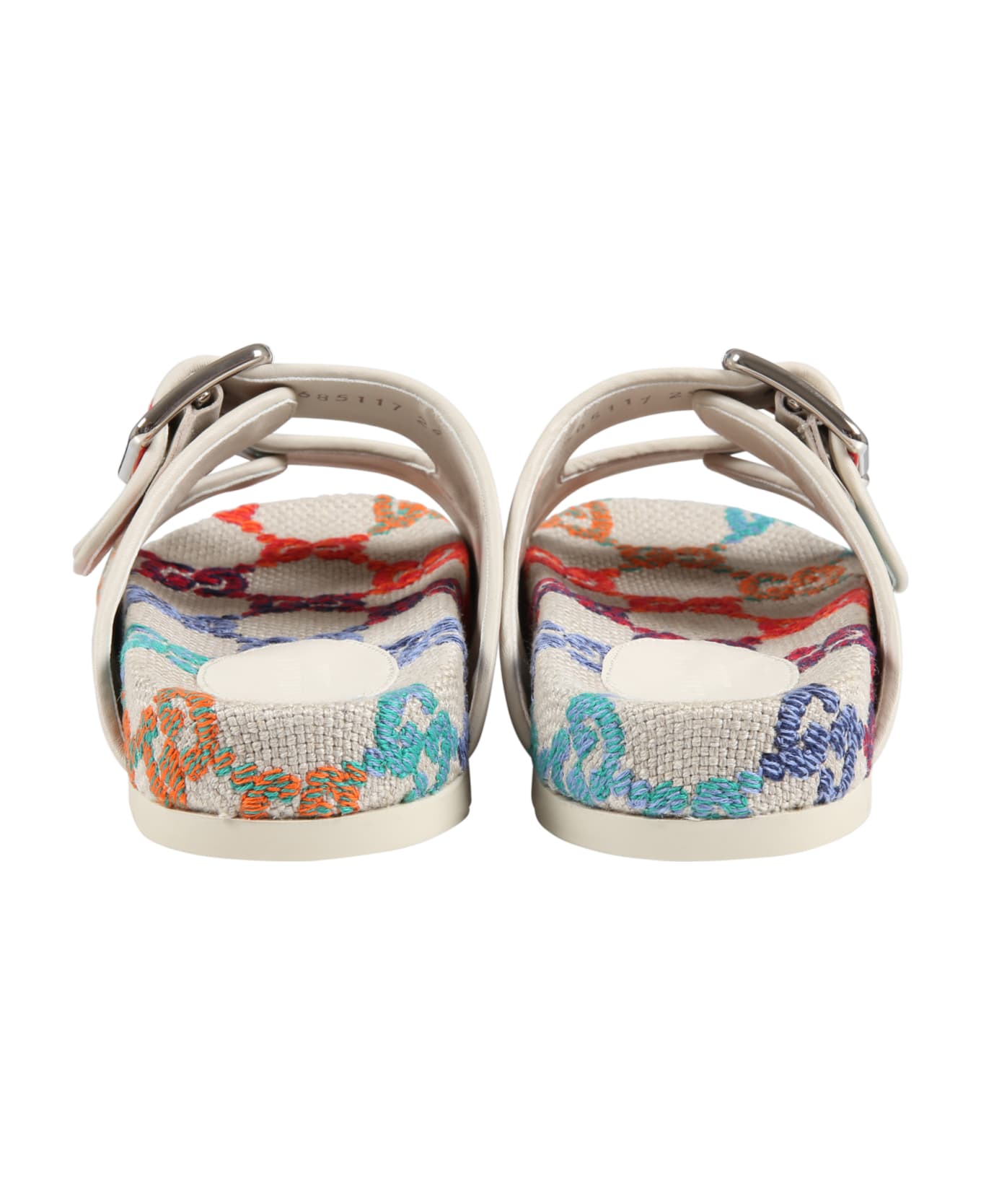 Gucci Beige Sandals For Kids With Iconic Gg - Multicolor