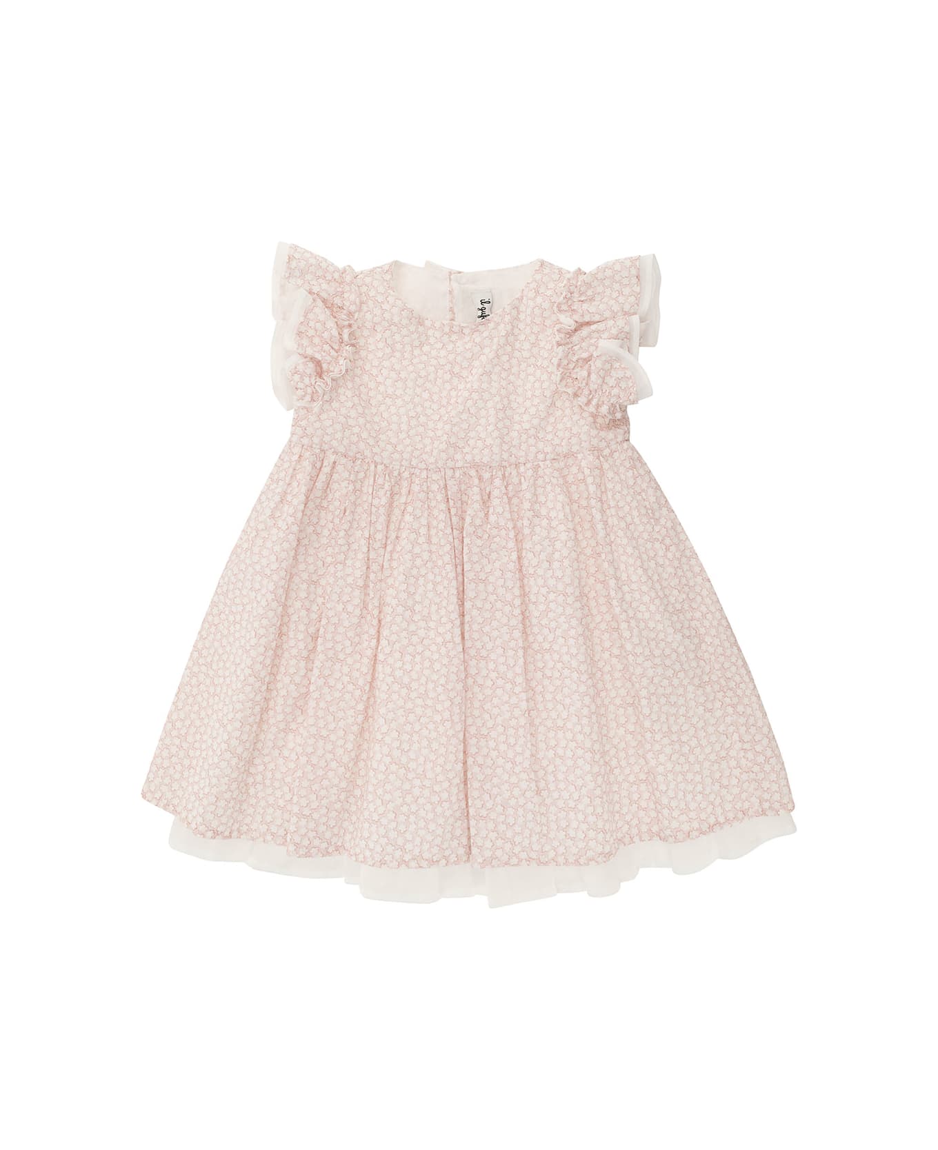 Il Gufo Pink Dress With All-over Floreal Print And Bow Detail In Cotton Girl - Pink ボディスーツ＆セットアップ