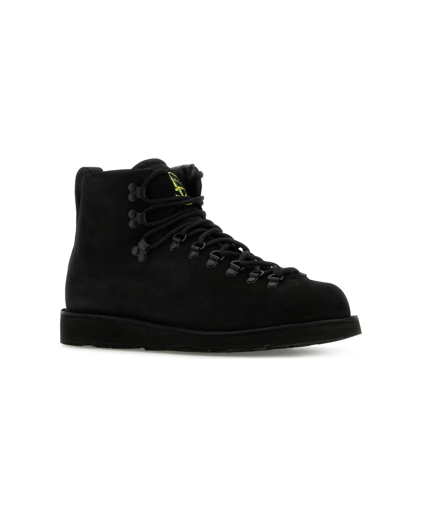 Stone Island Black Leather S0204 Nabuk Sneakers - Nero