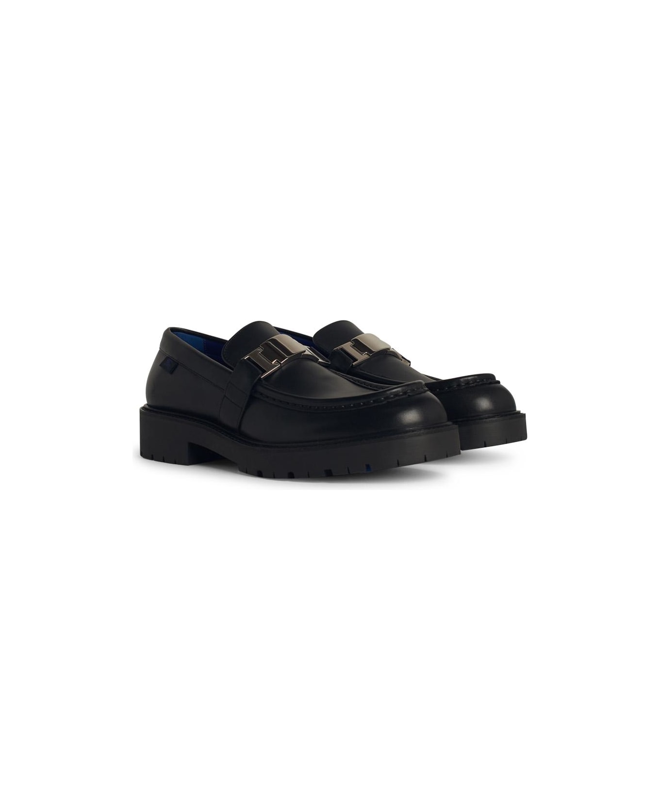 Burberry 
raft
 Black Leather Loafers - Black