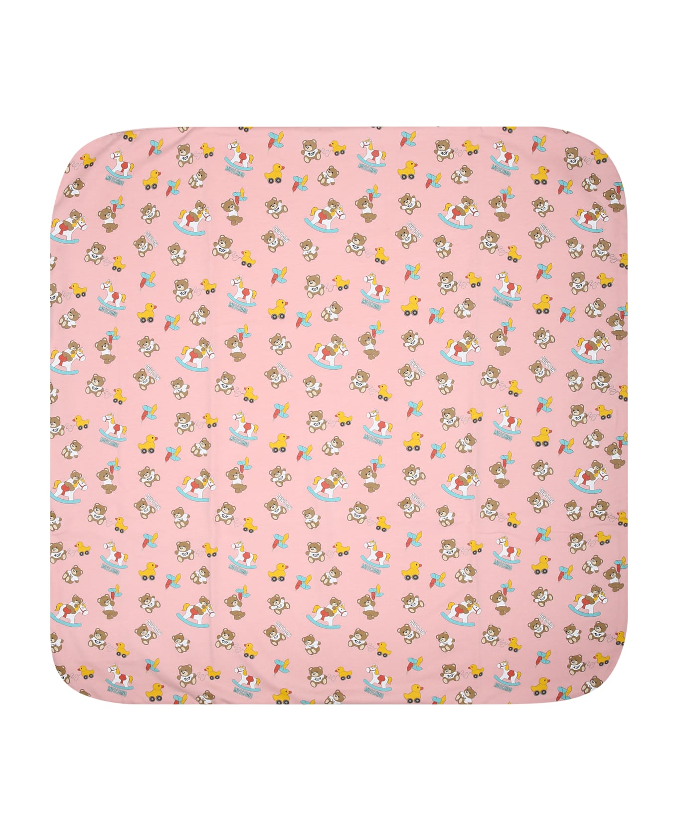 Moschino Pink Baby Girl Blanket With All-over Pattern - Pink