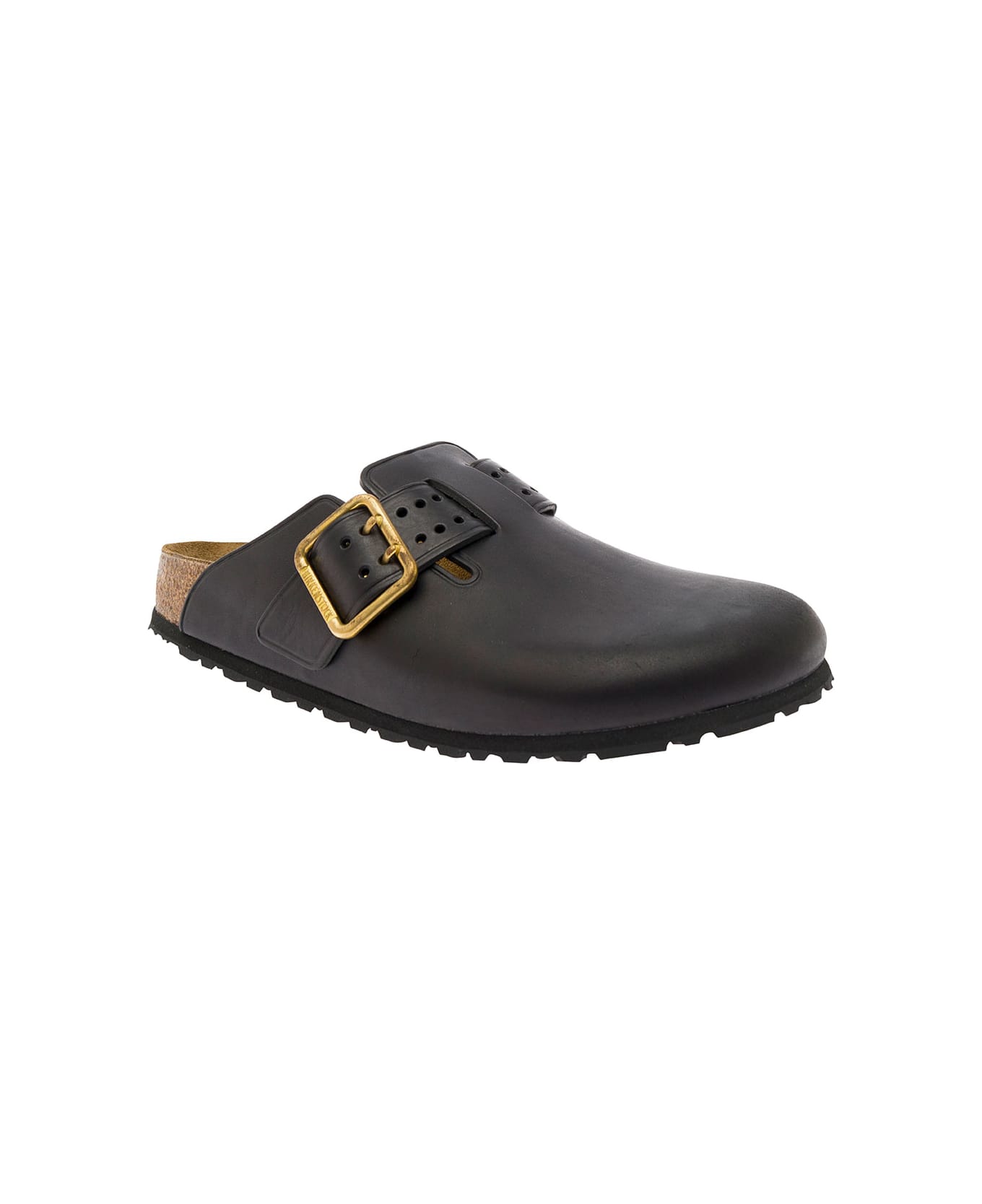Birkenstock 'boston Bold' Black Mules With Maxi Buckle In Leather Man - Black