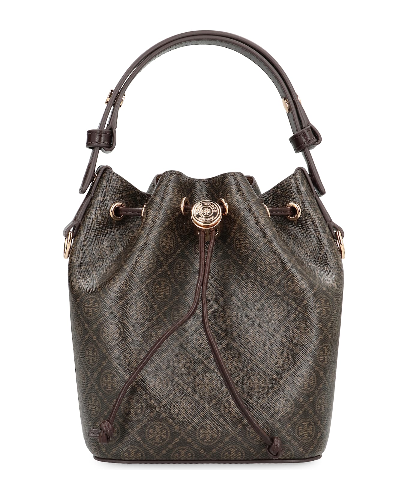 Tory Burch Mini Bucket Bag T Monogram In Canvas - brown