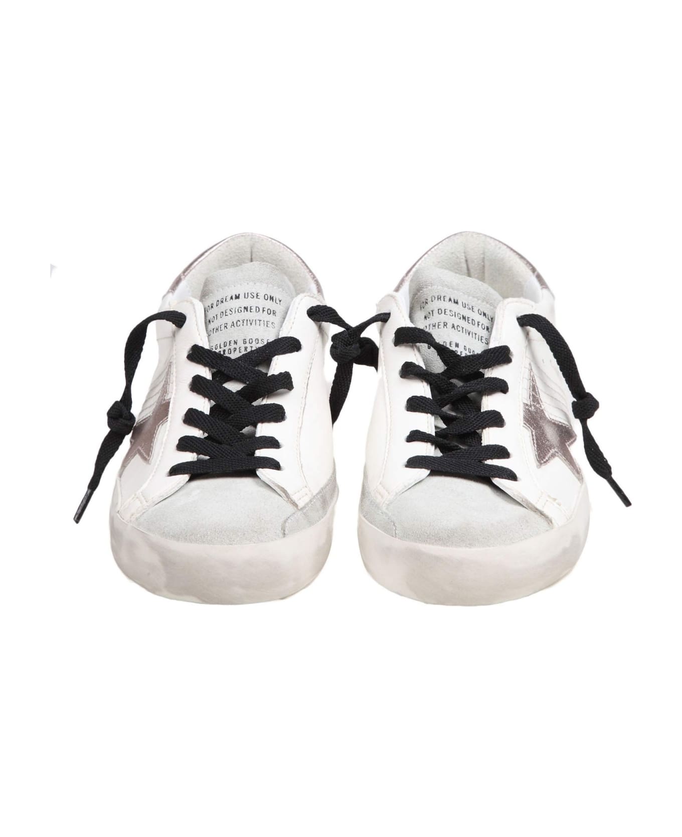 Golden Goose Super-star Sneakers In White/quartz Leather And Suede - WHITE/ICE