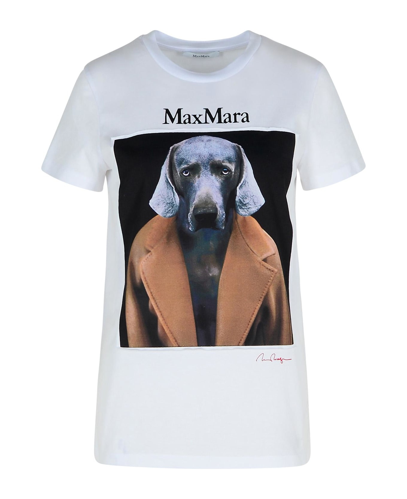 Max Mara 'cipria' White Cotton T-shirt - Brown