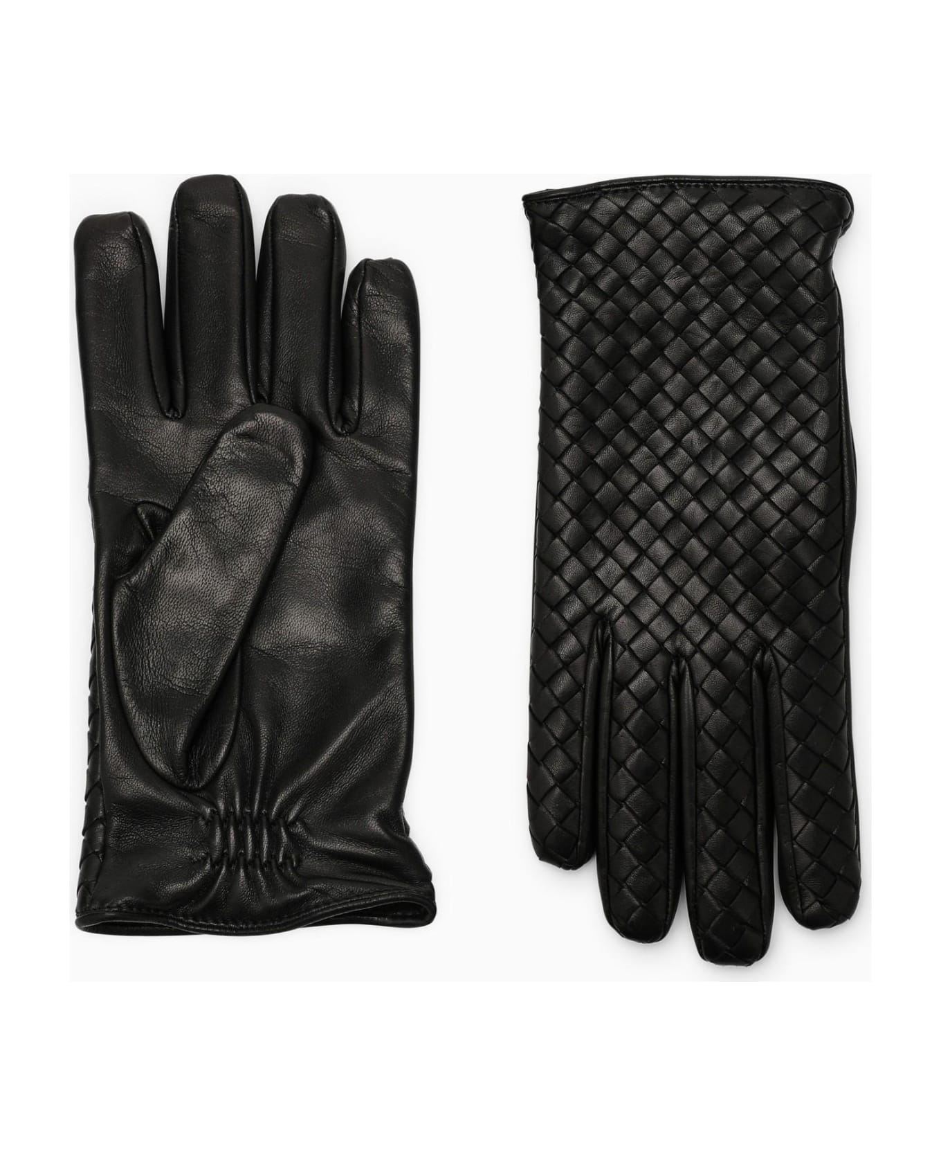 Bottega Veneta Black Leather Gloves - BLACK