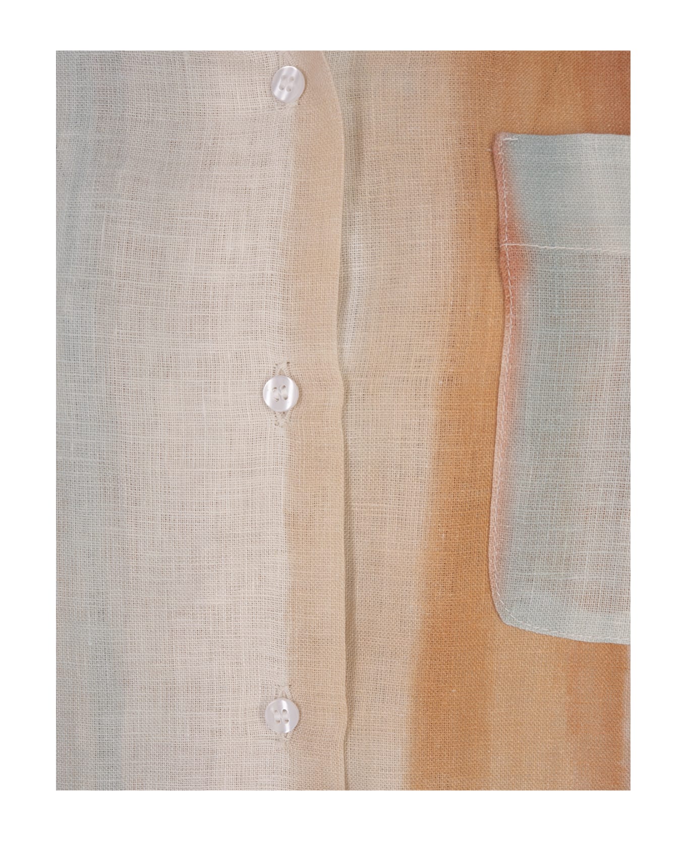Amotea Coral Shirt In Printed Linen - Multicolour