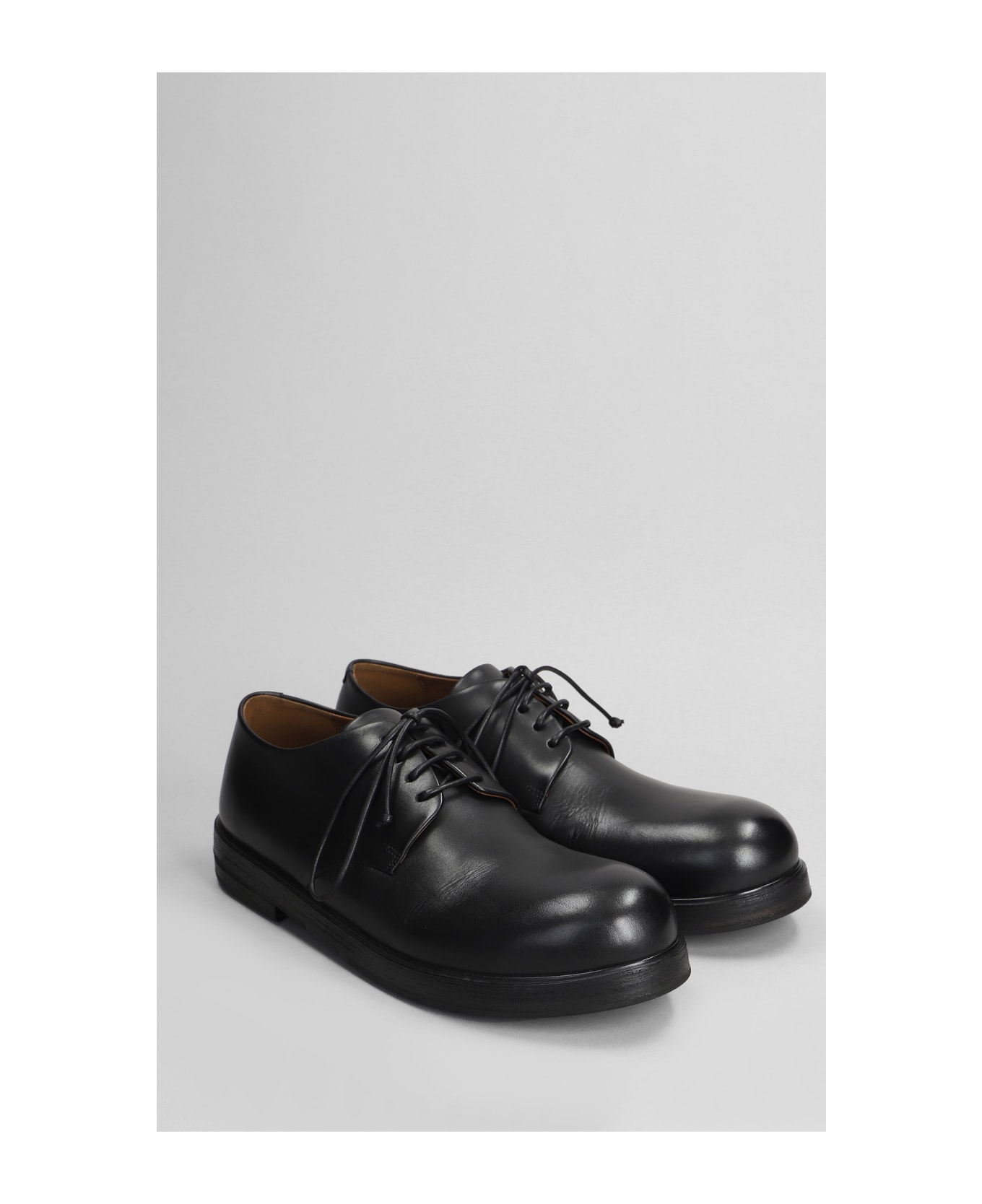 Marsell Zucca Lace Up Shoes In Black Leather - black