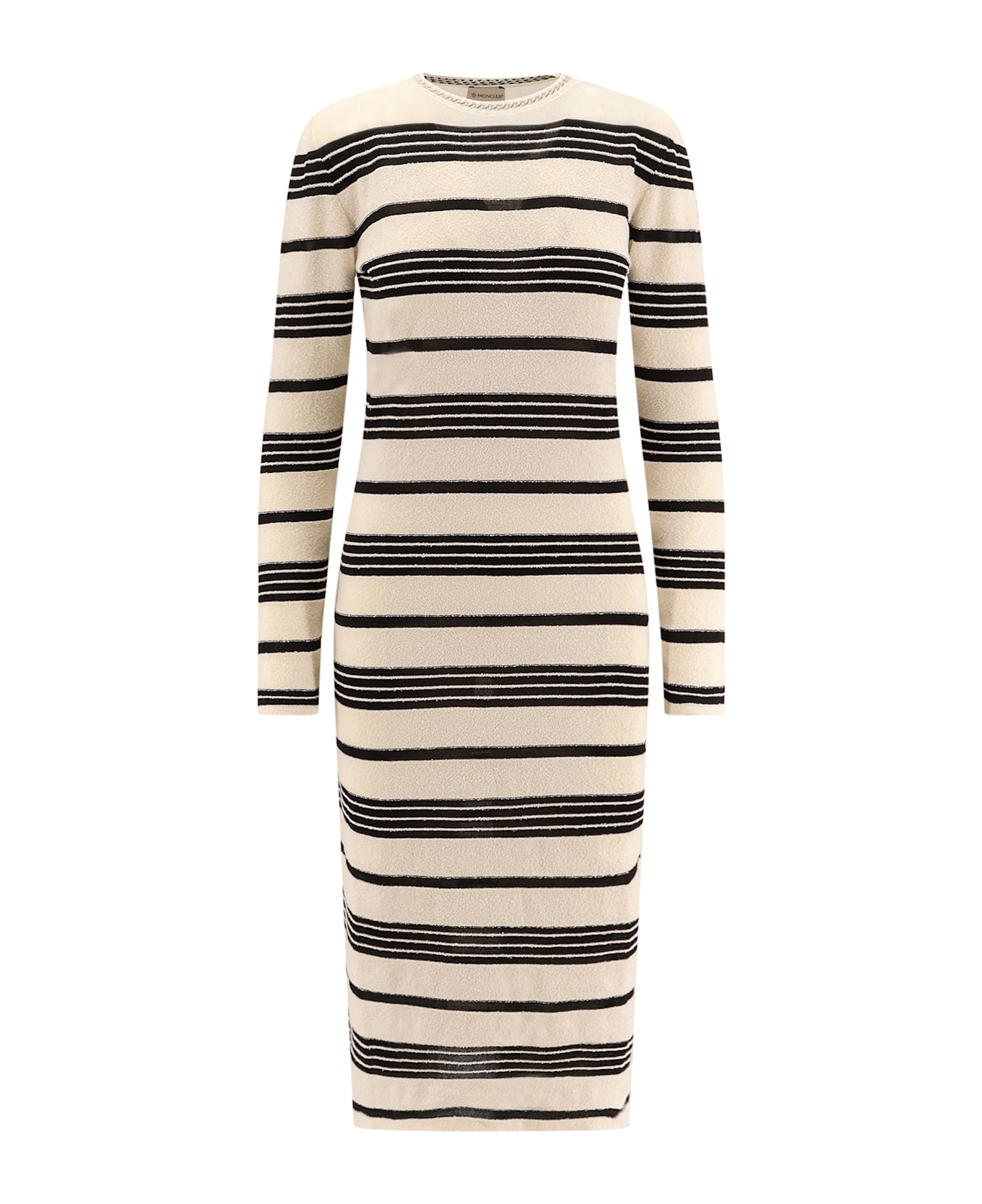 Moncler Striped Cotton Blend Dress - White
