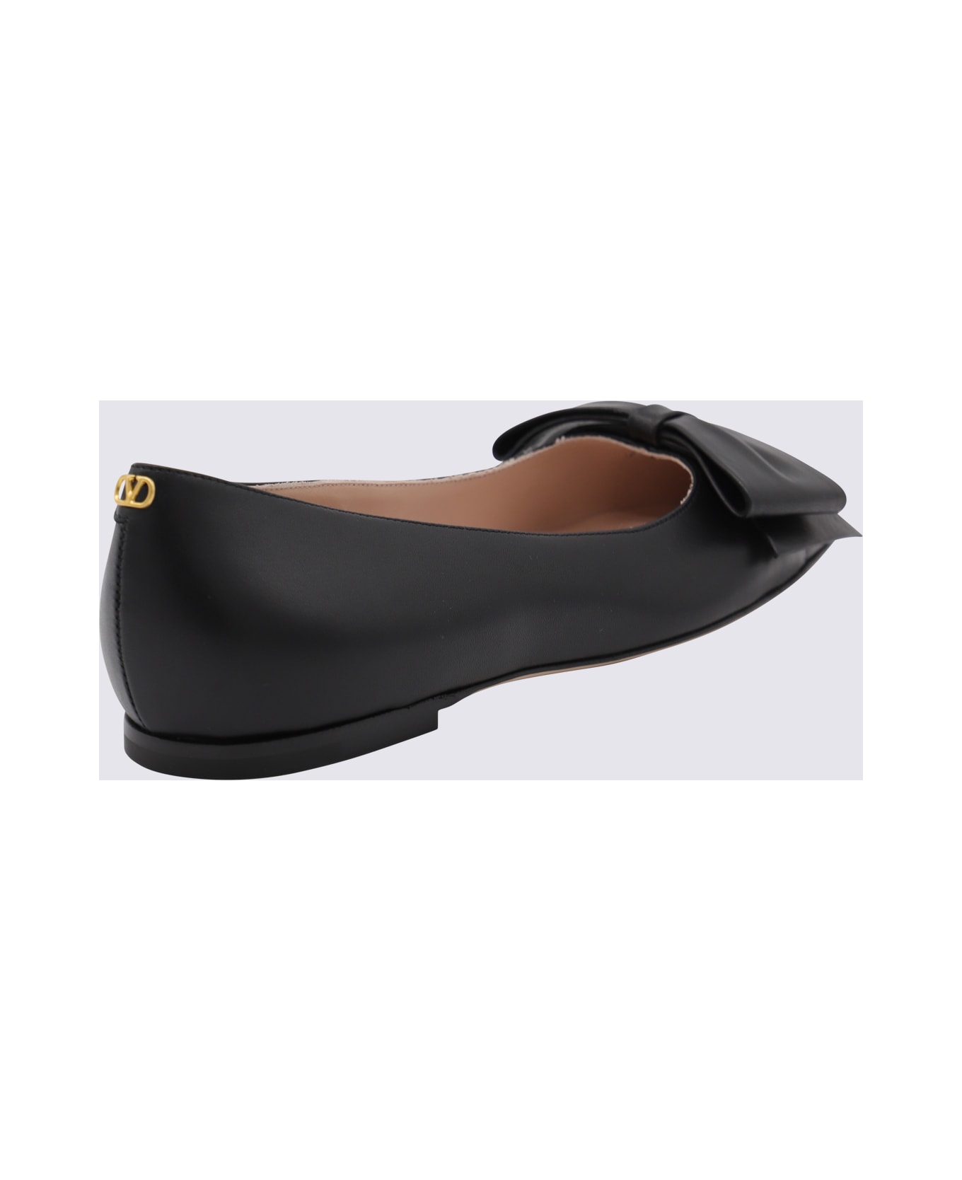Valentino Garavani Black Leather Flats - Black