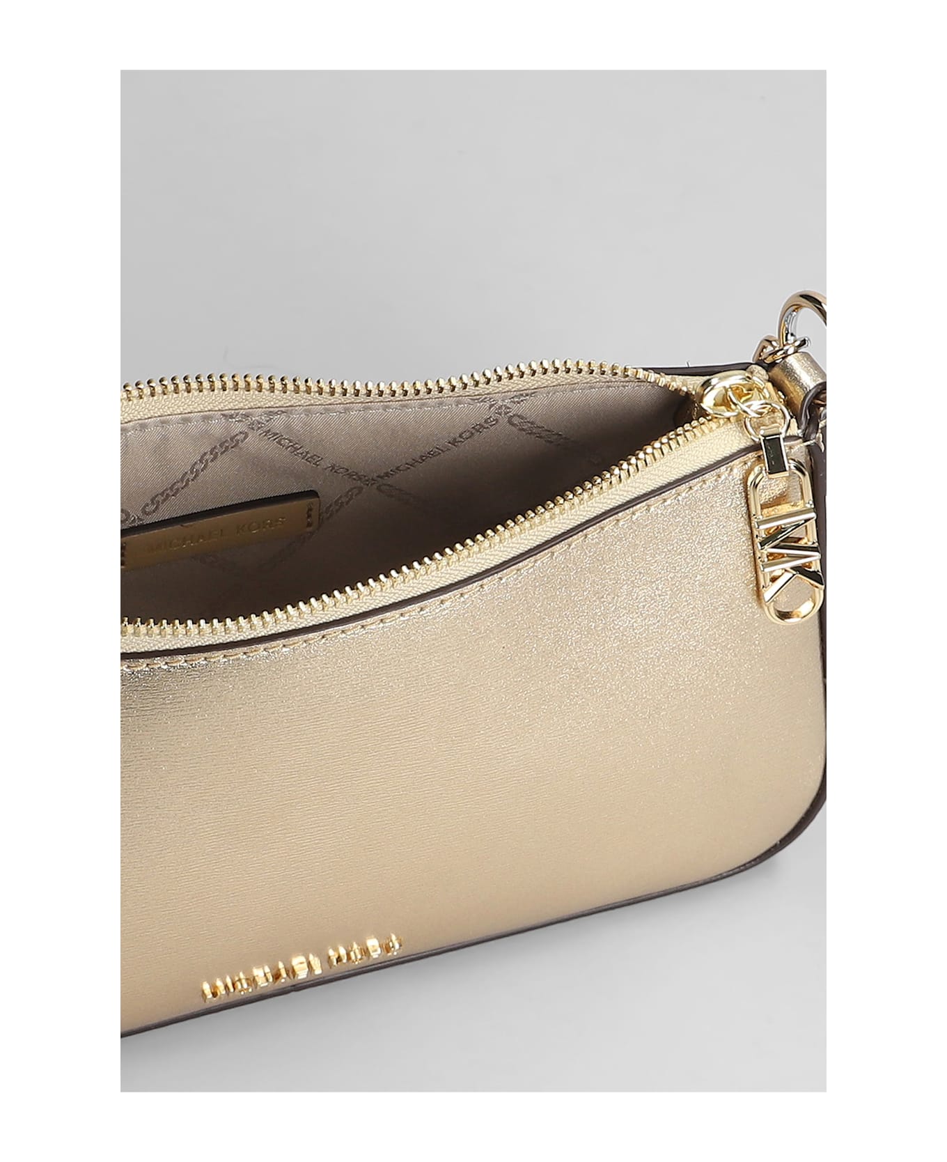 Michael Kors Empire Shoulder Bag In Gold Leather - gold