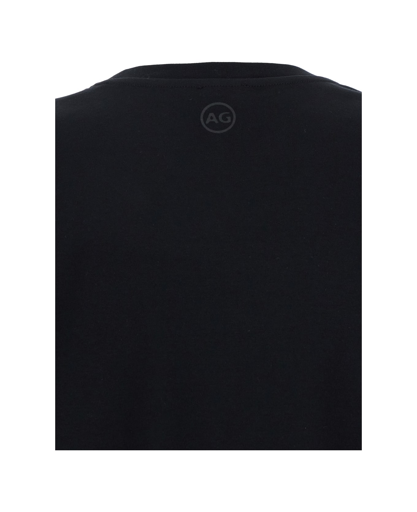 AG Jeans Black Crewneck T-shirt With Logo Printed On The Back In Cotton Woman - Black