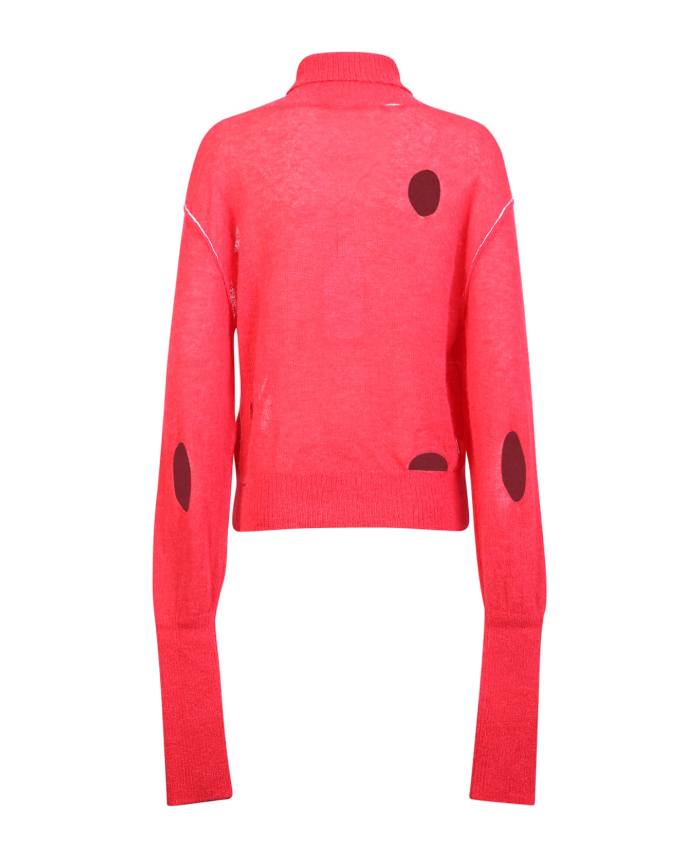 MM6 Maison Margiela High Neck Pullover With Worn Effect Red - Red
