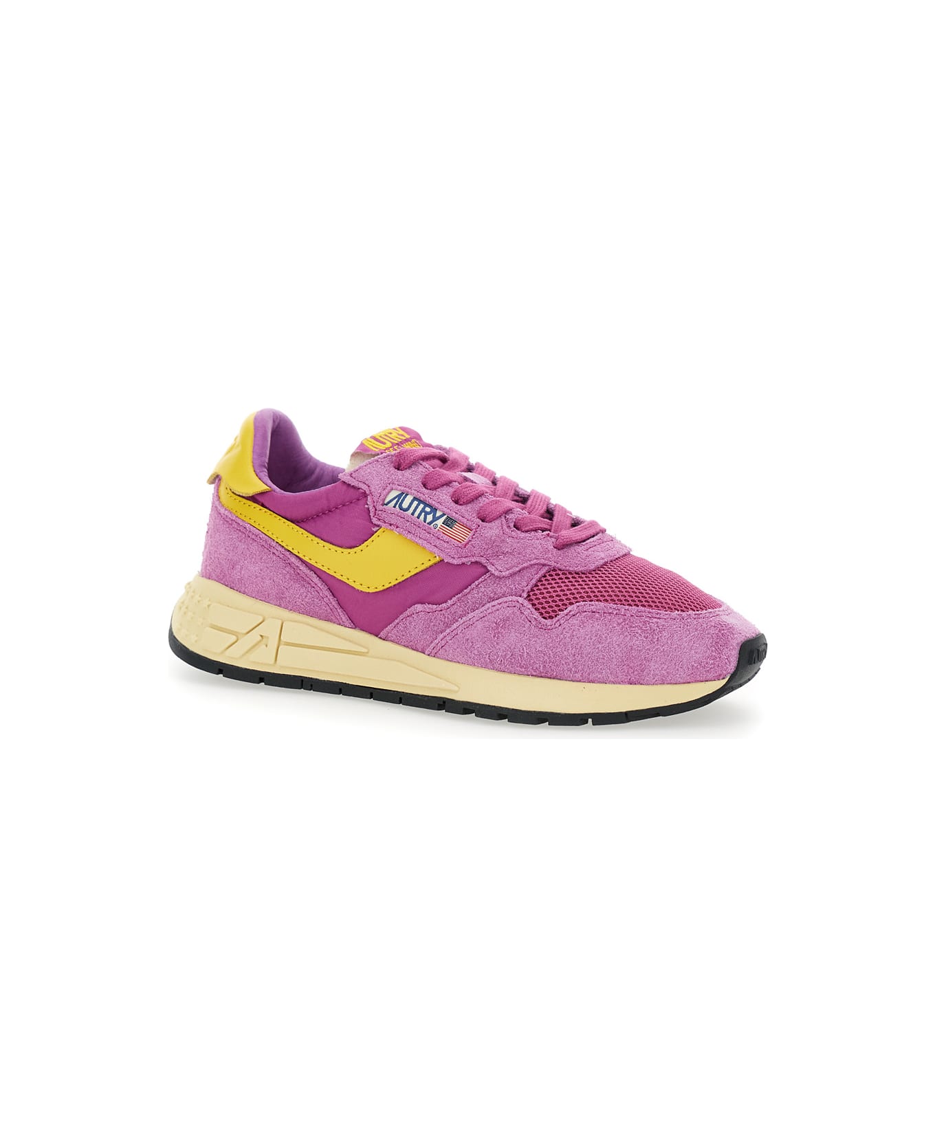 Autry 'reelwind' Violet Low Top Sneakers With Logo Patch On Tongue And Side In Leather Blend Woman - Violet