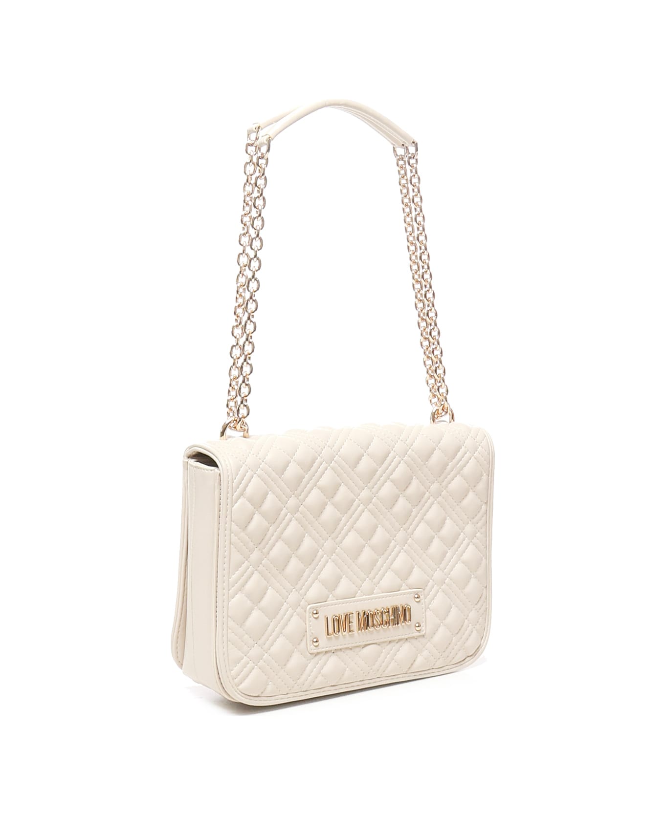 Love Moschino Quilted Shoulder Bag With Logo - White