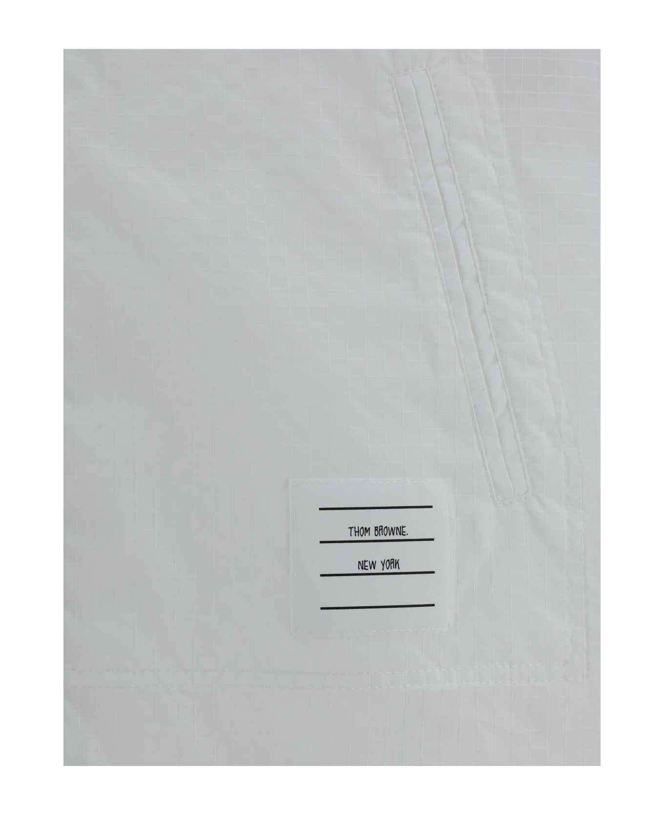 Thom Browne 4-bar Stripe Detailed Hooded Jacket - White
