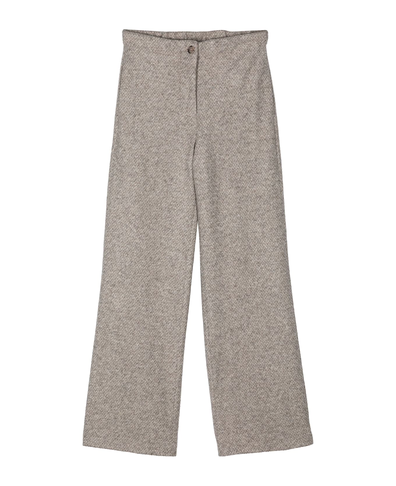 Seventy High-waisted Dove Grey Wool Blend Trousers - TORTORA