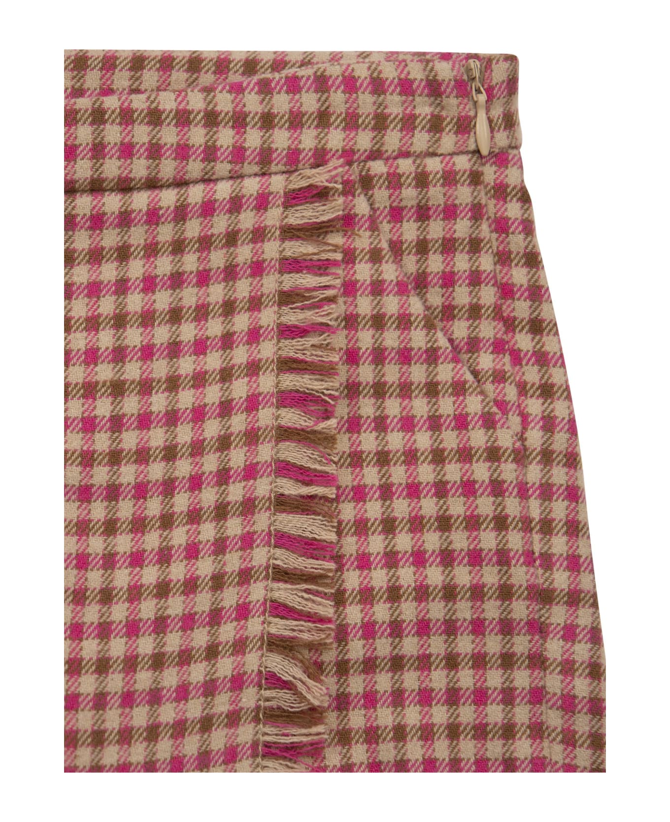 Il Gufo Plaid Print Trouser Skirt - Fuxia/beige