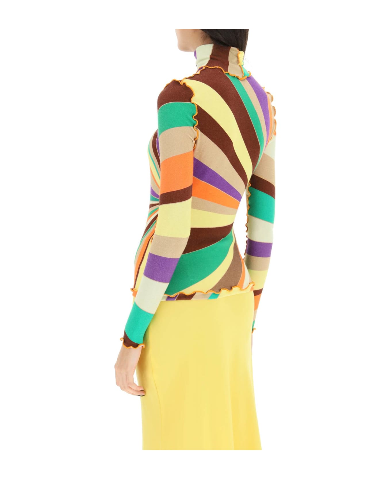 SIEDRES Multicolored Turtleneck Sweater With Gathered Stitching - MULTI ニットウェア