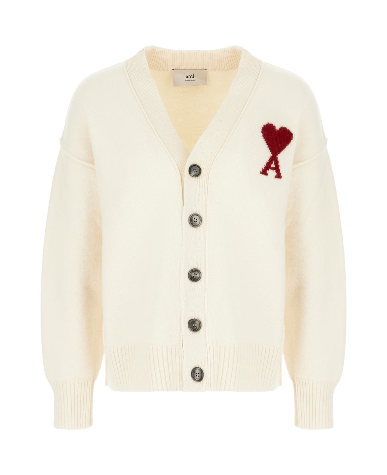 Ami Alexandre Mattiussi Ivory Wool Cardigan - White